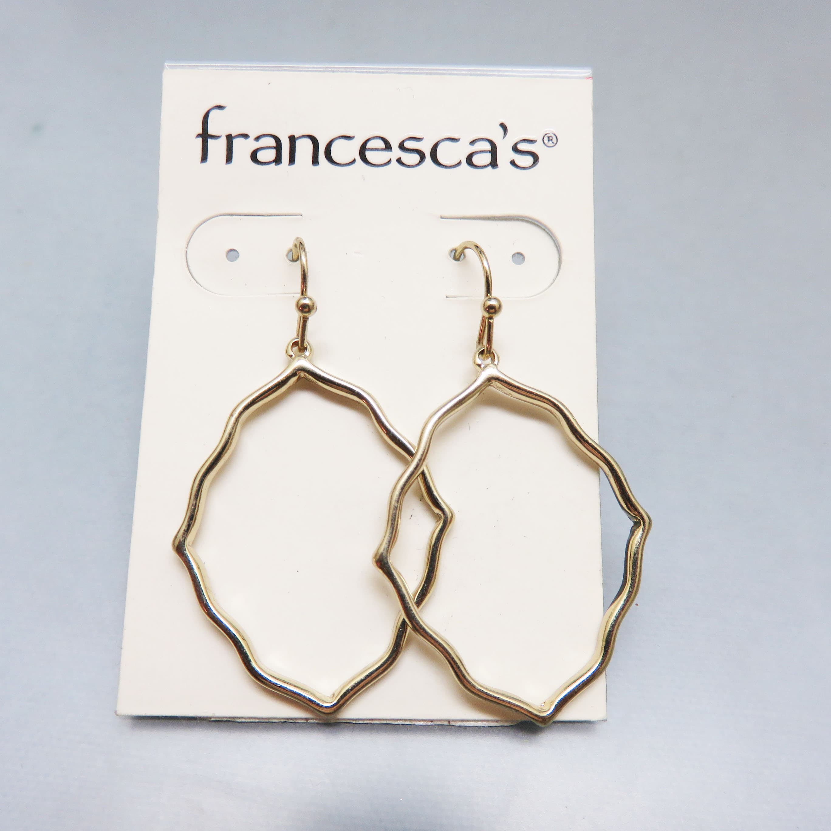 Francesca's Fancy Hoop French Hook Pierced Earrings, Mint On Card