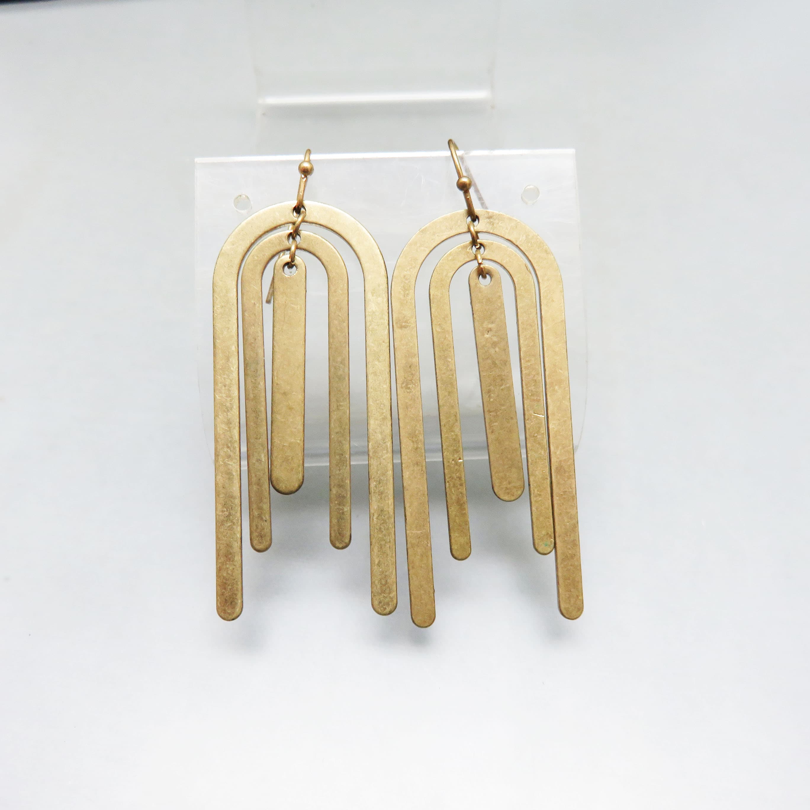 Modern Gold Arc Statement Earrings – Minimalist Geometric Drop Earrings, Contemporary Sculptural Design