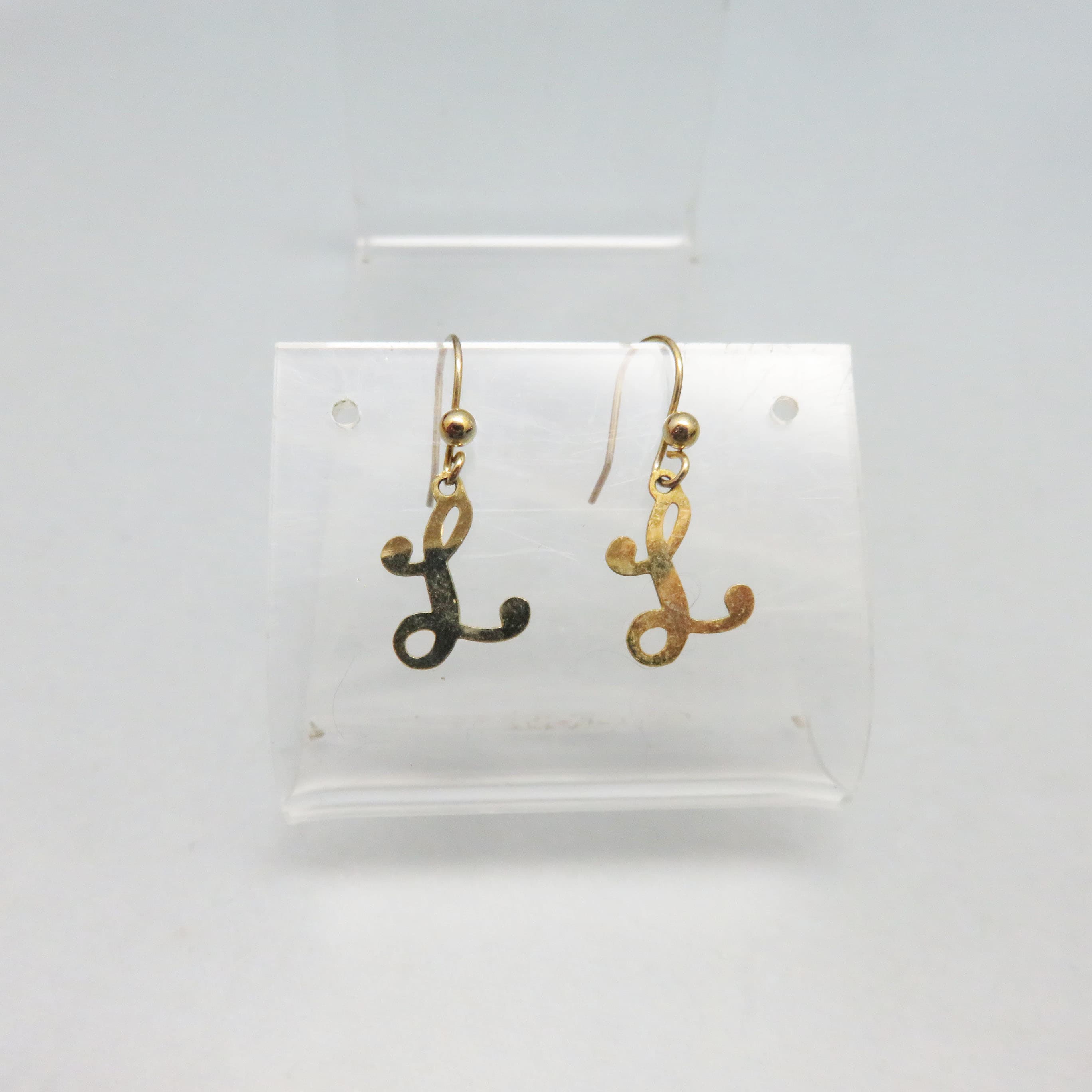 Initial L Gold Plated Pierced Earrings