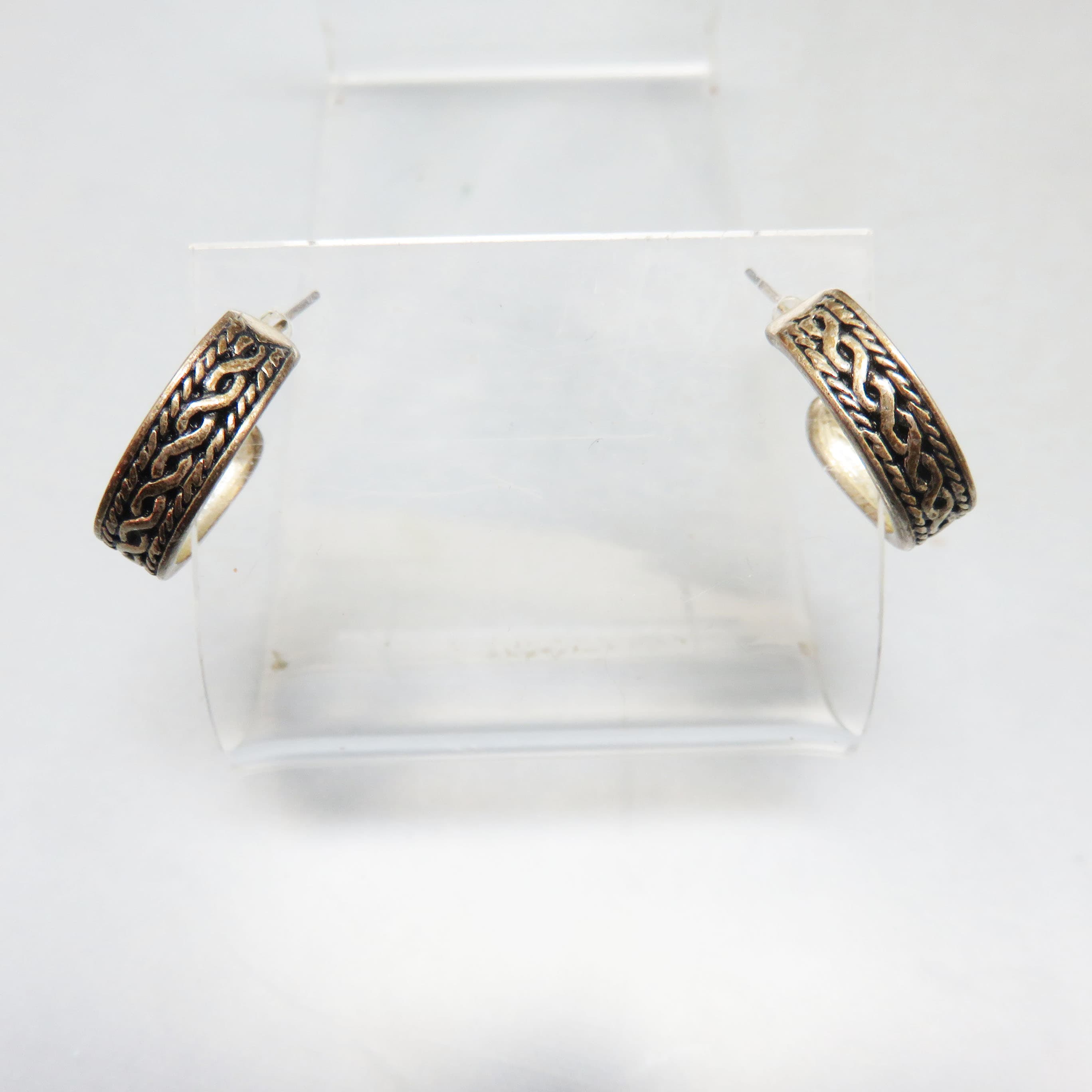 Heavily Silverplated Petite Hoop Pierced Earrings, 3/4 Inch High
