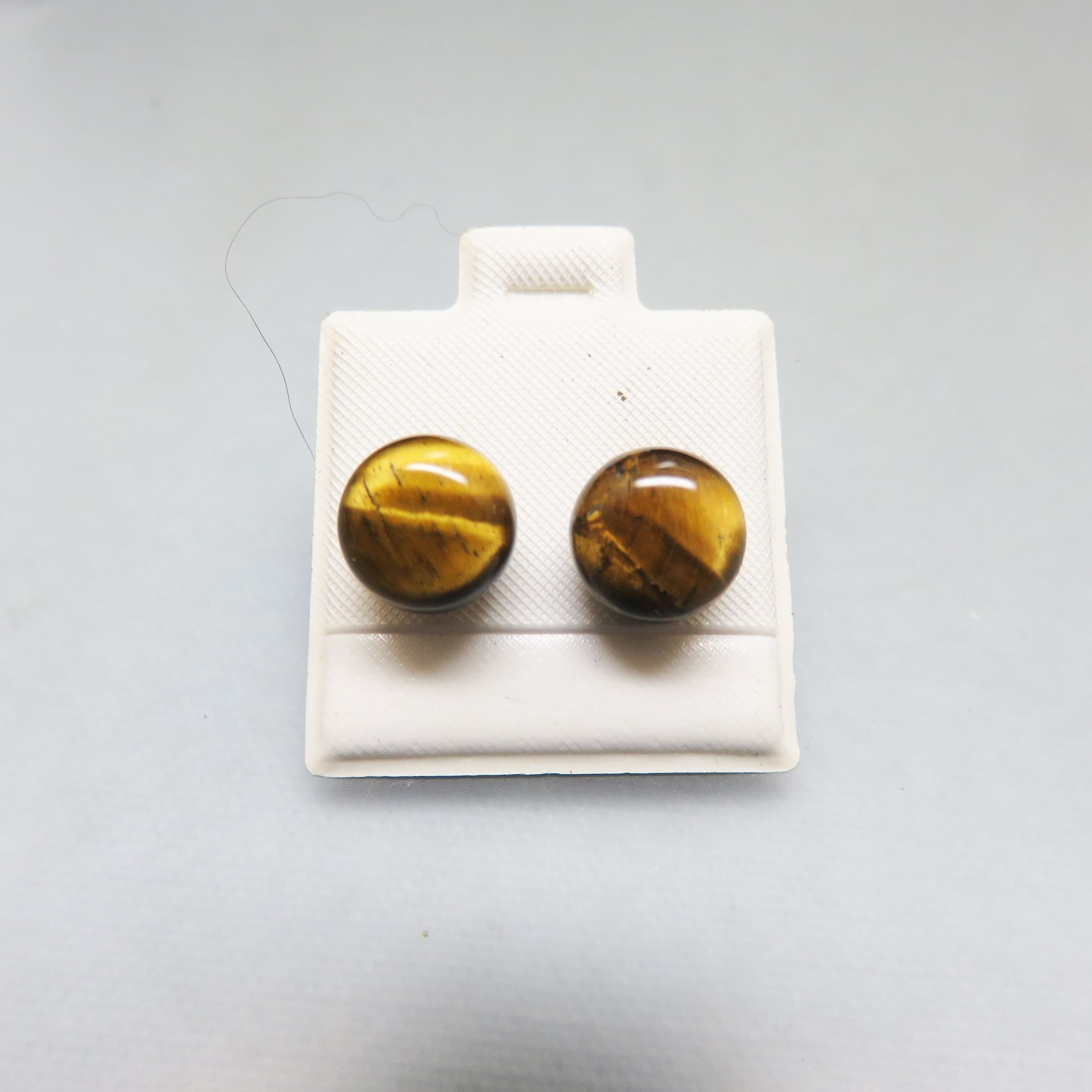 10mm Tiger's Eye Stud Earrings | Golden Brown Gemstone Post Earrings | Classic Natural Stone Jewelry