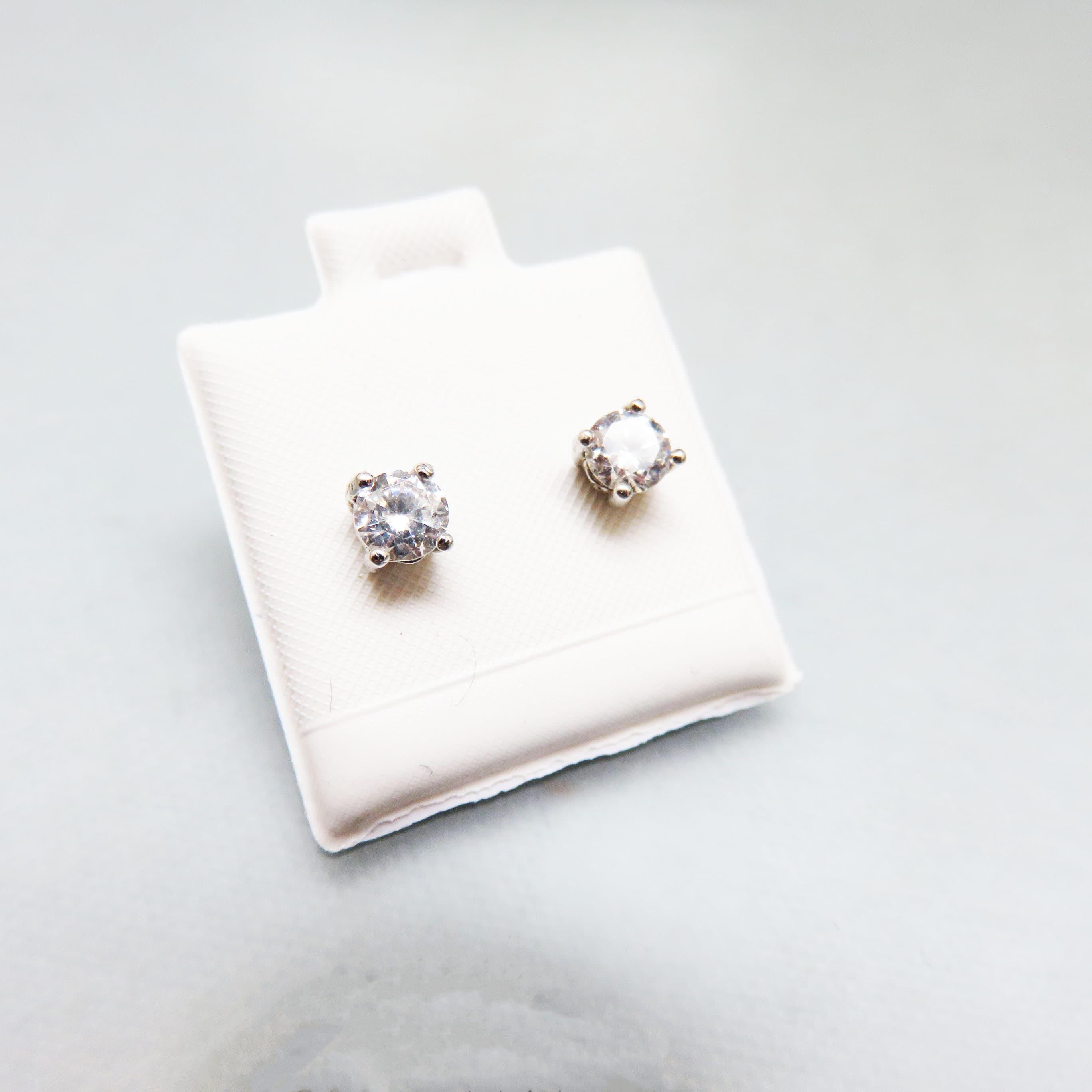 4mm Sterling Silver Cubic Zirconia Stud Earrings | Classic Solitaire CZ Posts