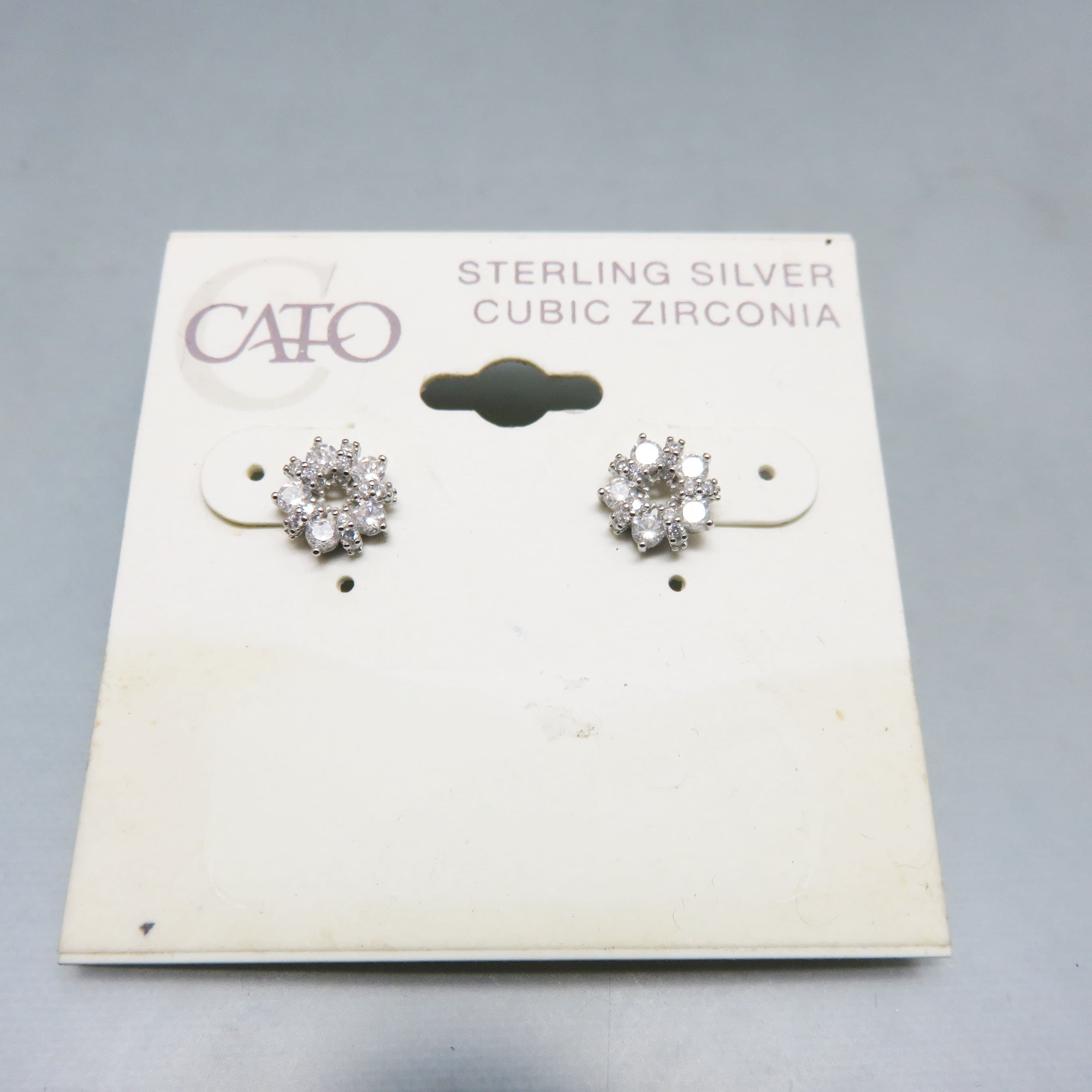 Cato Sterling Silver Cubic Zirconia Floral Halo Stud Earrings | Elegant CZ Flower Cluster Earrings | Timeless Everyday Luxury