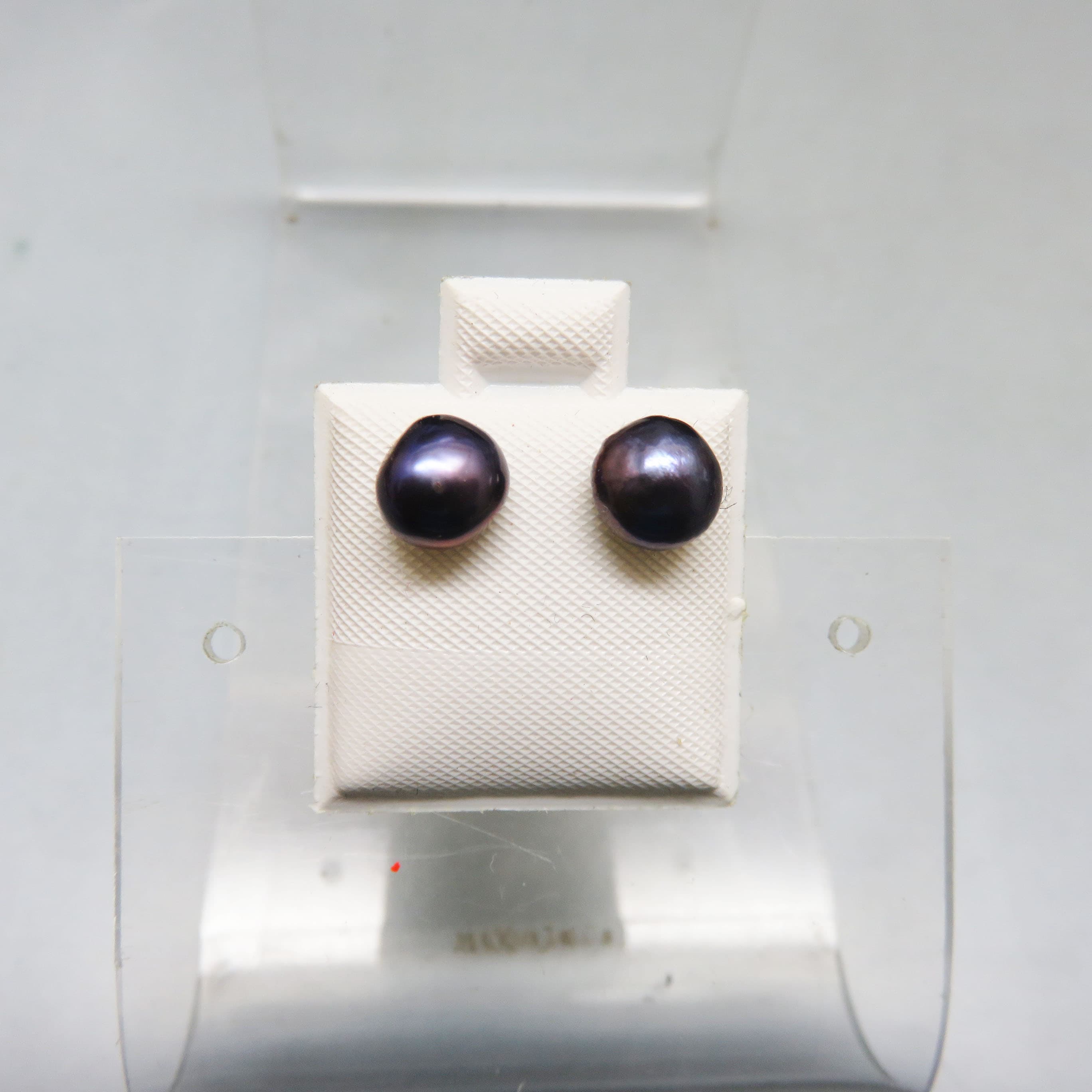 Natural Peacock Freshwater Pearl Stud Earrings | Lustrous Dark Pearl Post Earrings | Timeless Elegance