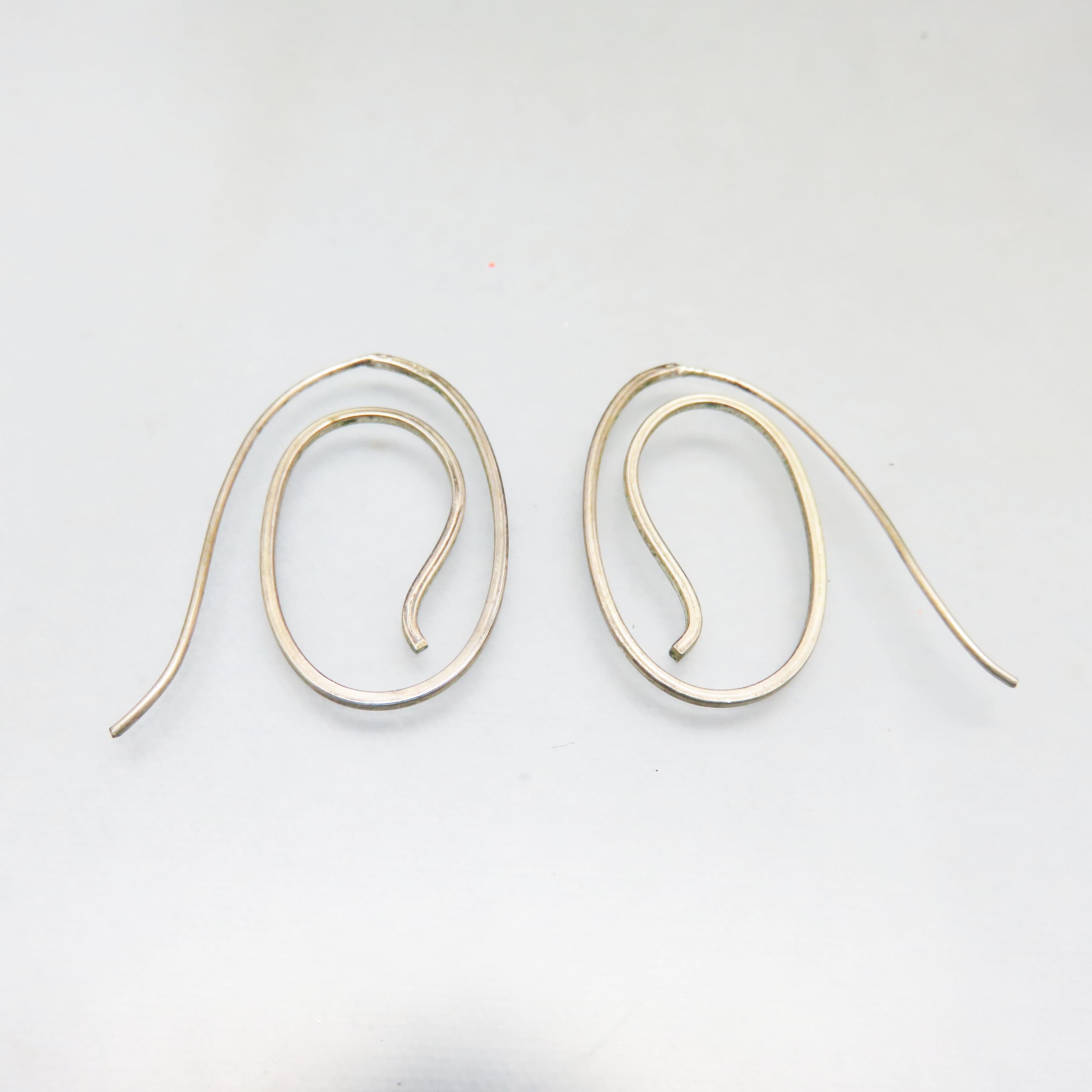 Modernist Sterling Silver Endless Loop Earrings | Minimalist 925 Freeform Wire Drop Earrings | Contemporary Artisan Jewelry