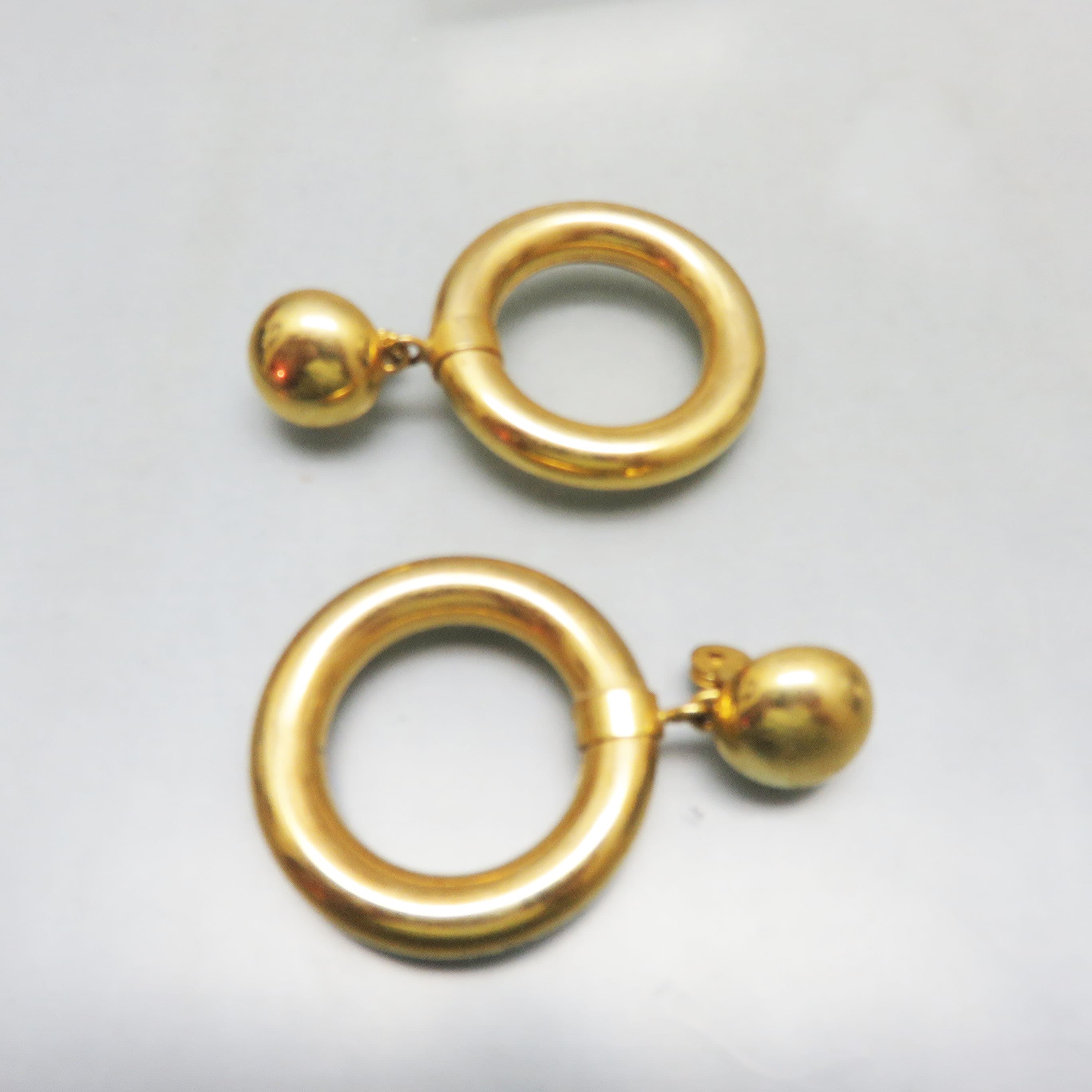 Vintage Monet Gold-Plated Oversized Door Knocker Clip-On Earrings | 1980s Designer Statement Earrings | Iconic Bold Gold Jewelry