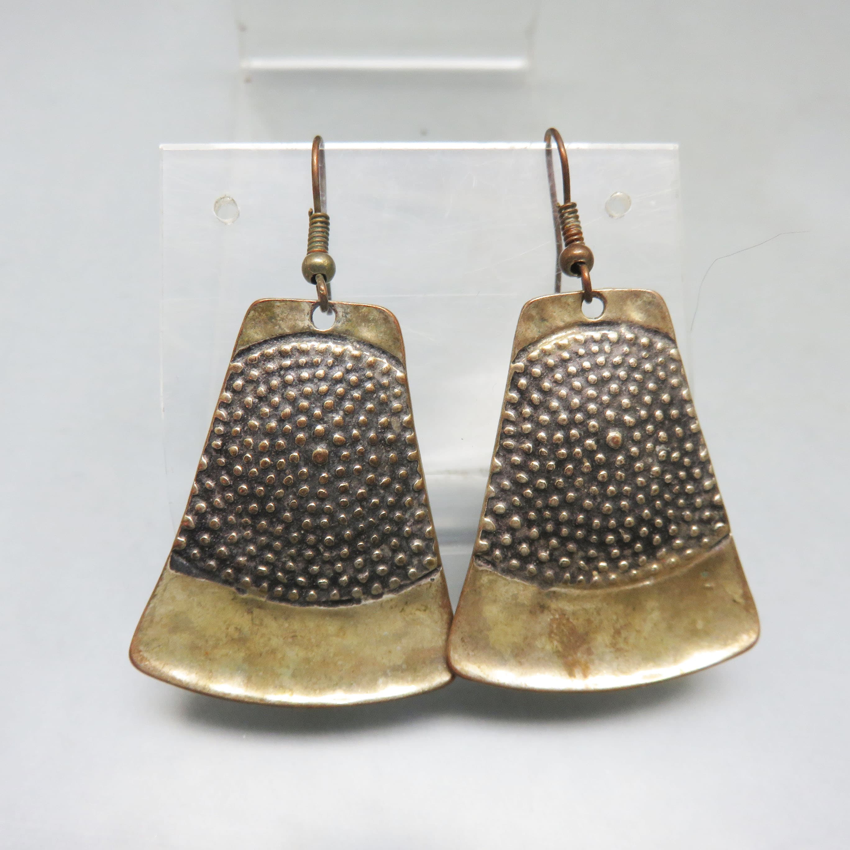 Vintage Bronze Sunflower Texture Statement Earrings | Artisan French Hook Dangles