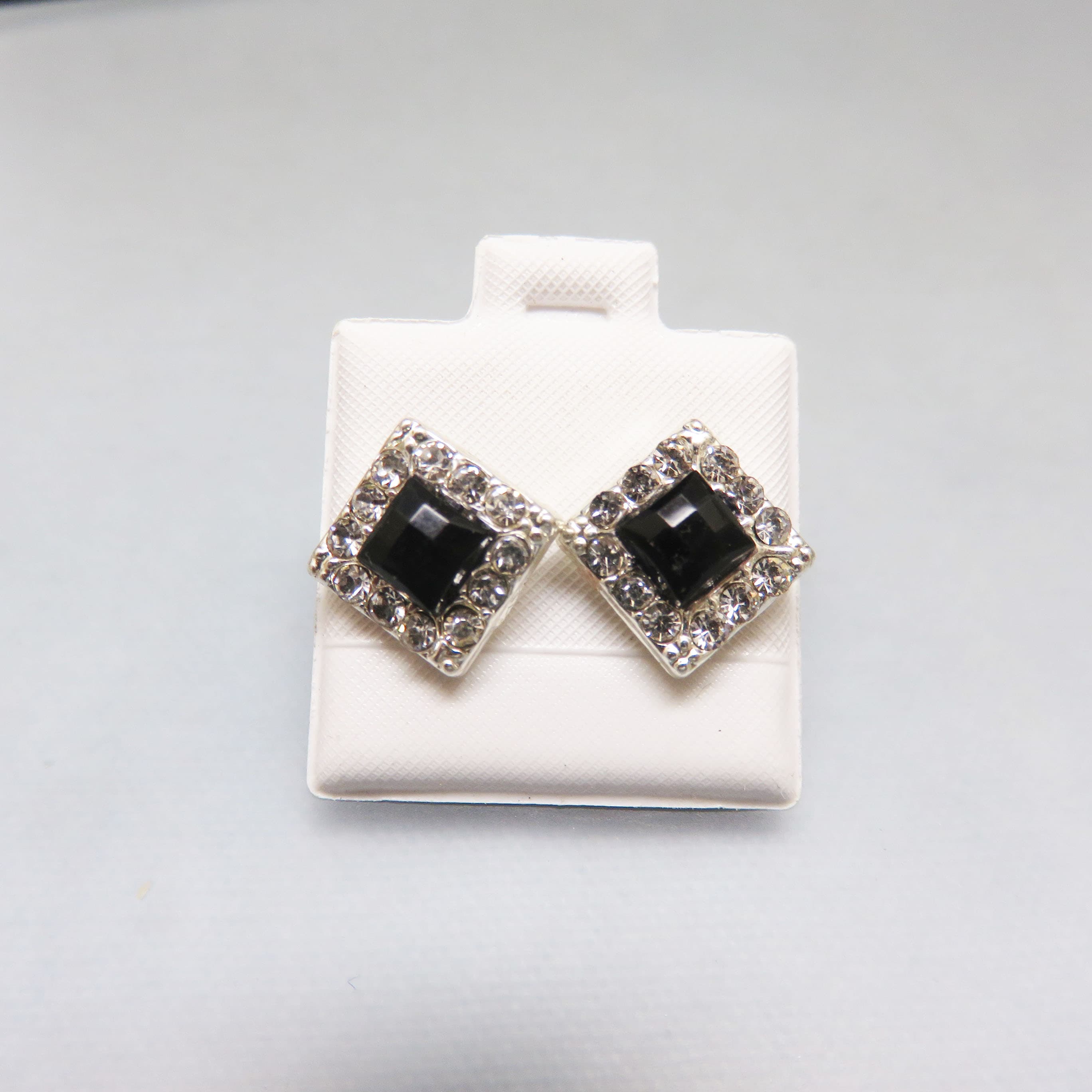 Midnight Noir Rhinestone Halo Stud Earrings