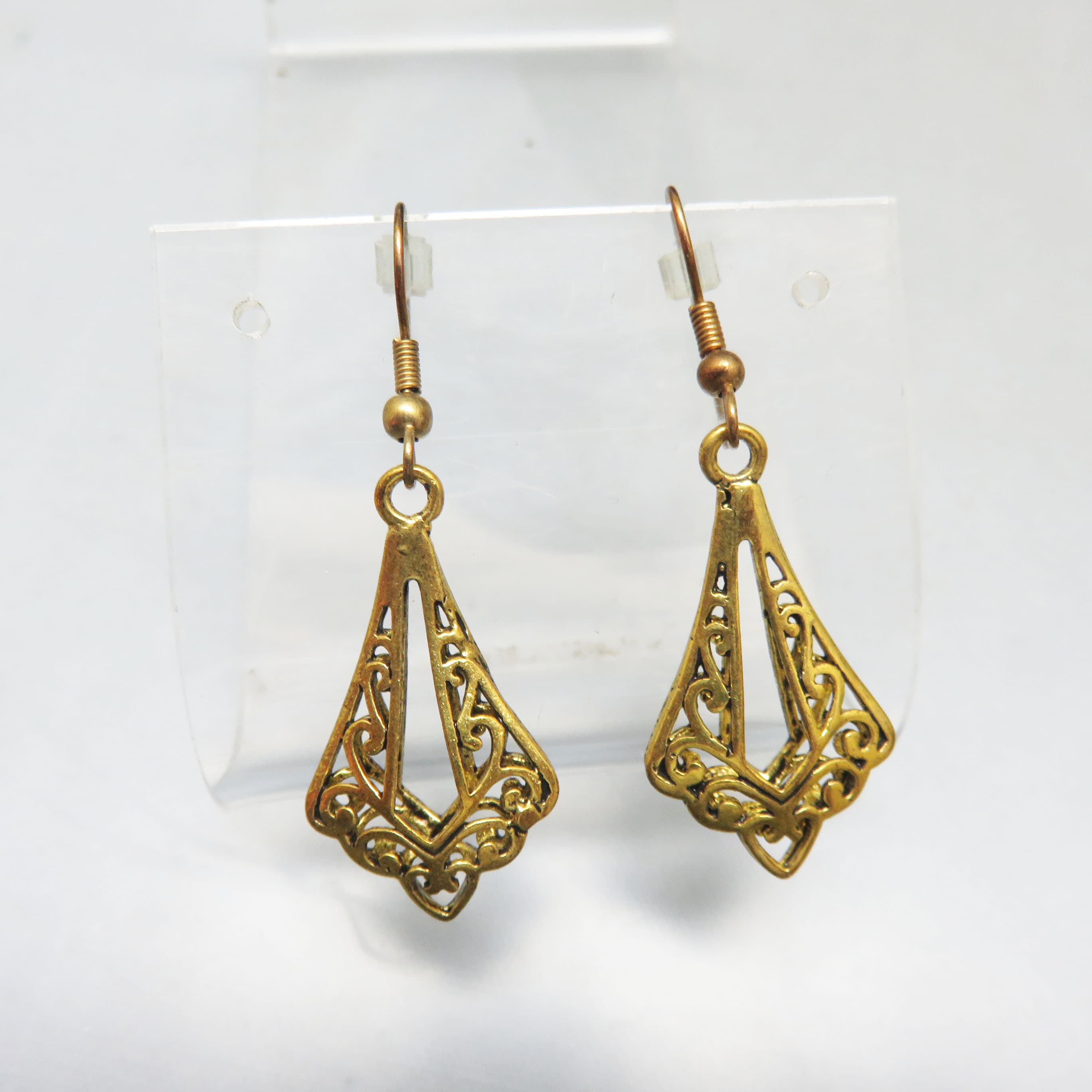 Gilded Arabesque Brass Filigree Drop Earrings