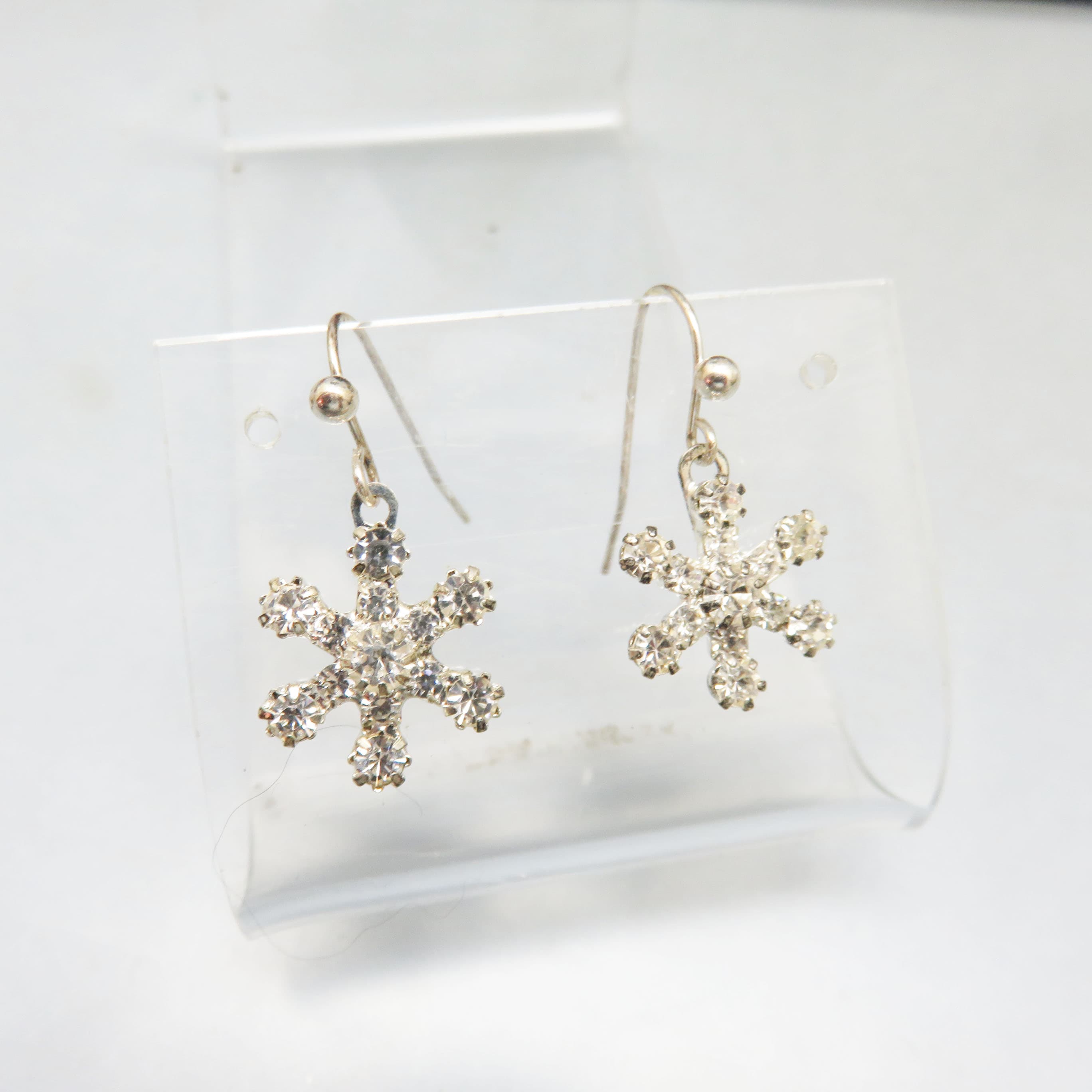 First Snow Vintage Rhinestone Snowflake Earrings  