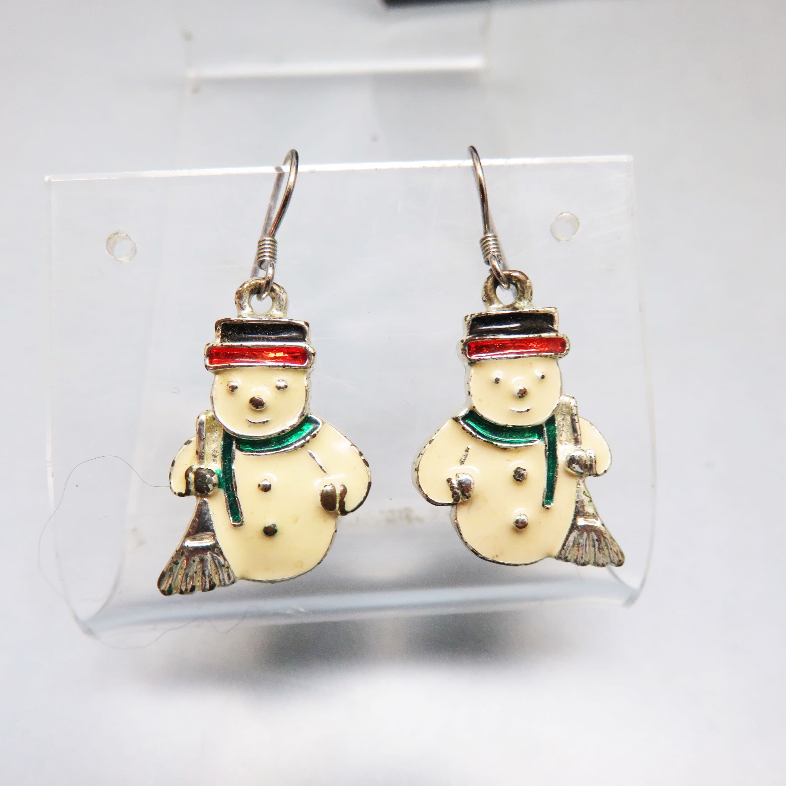 Merry Little Pudgy Snowman Vintage Earrings