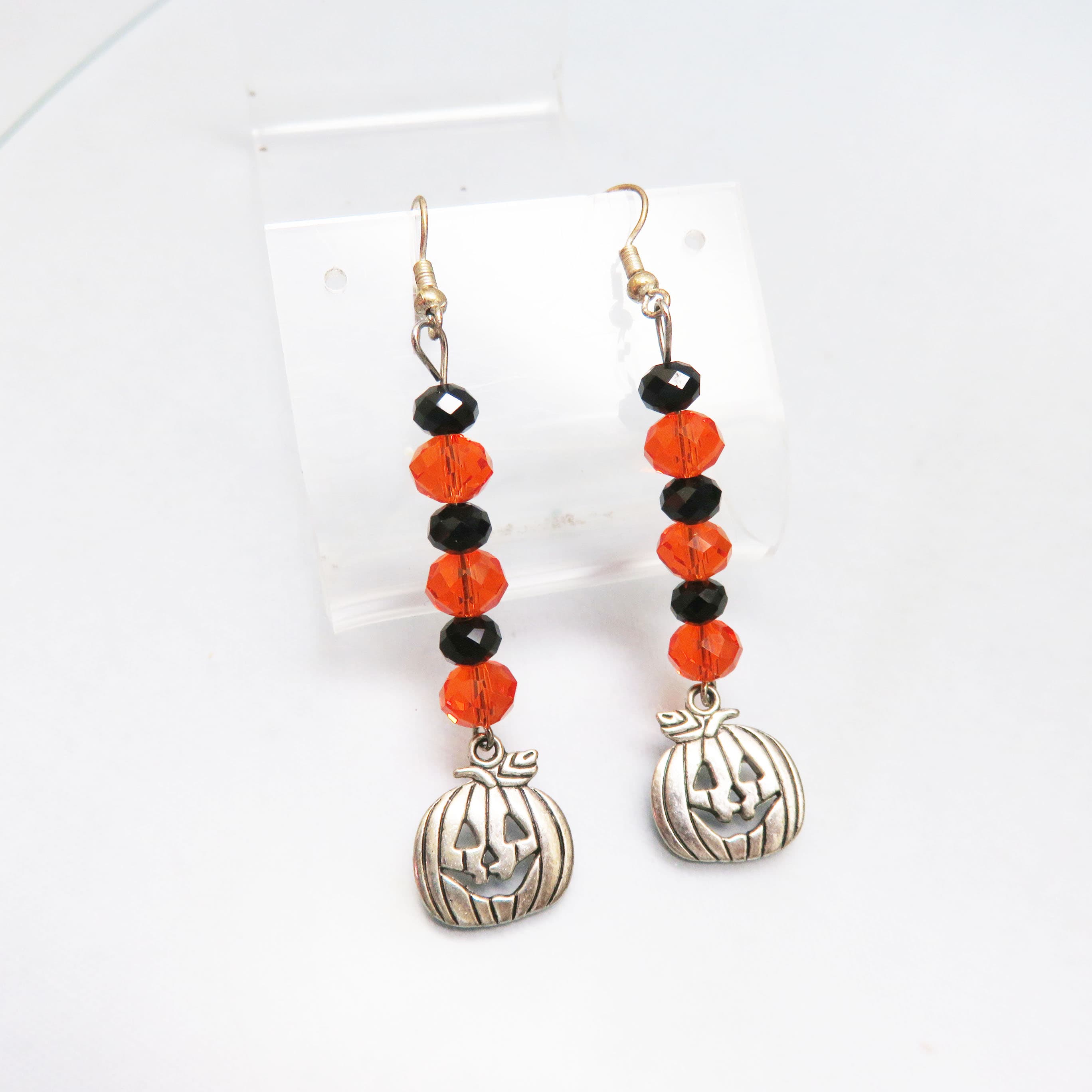 Midnight Pumpkin Parade Handmade Crystal Earrings