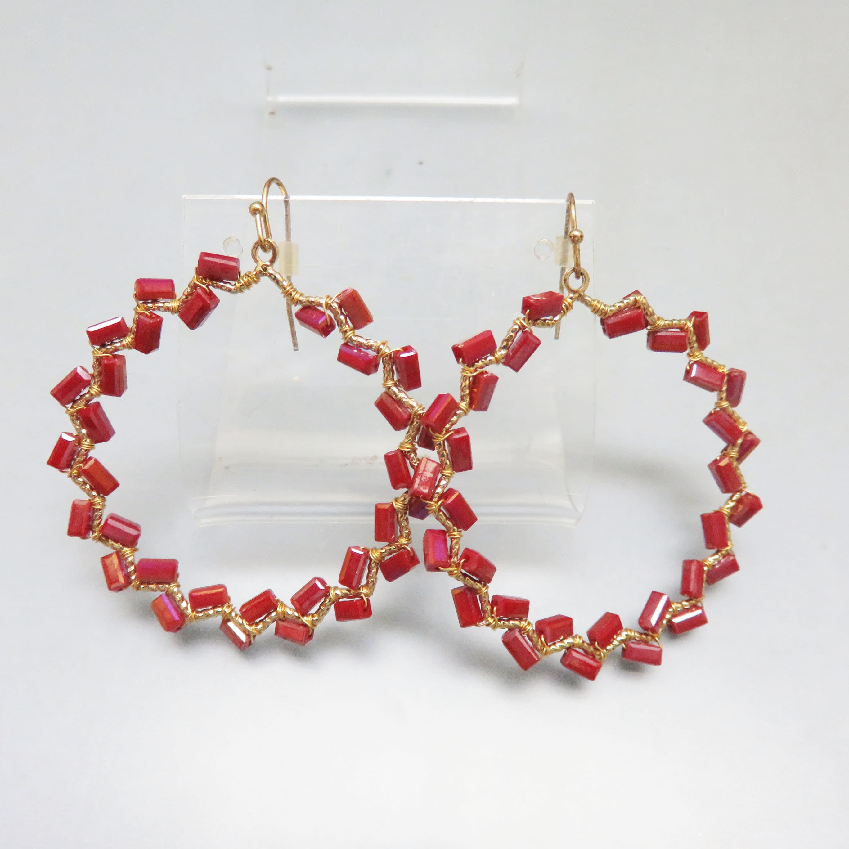 Ruby Orbit Y2K Crystal-Wrapped Hoop Earrings