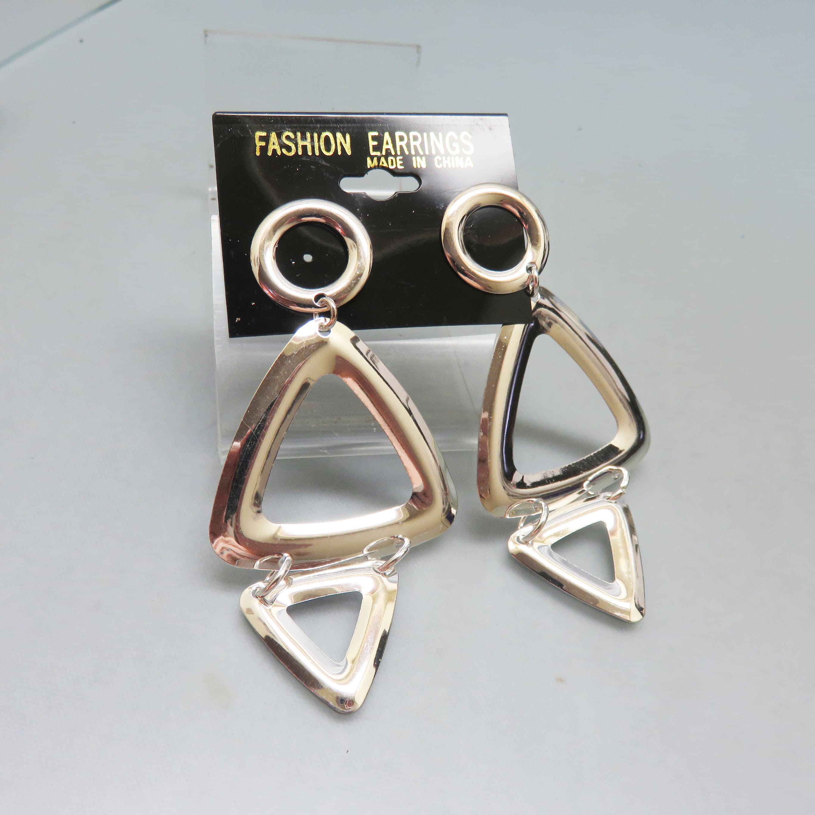1980s Silvertone Geometric Statement Earrings — New Old Stock