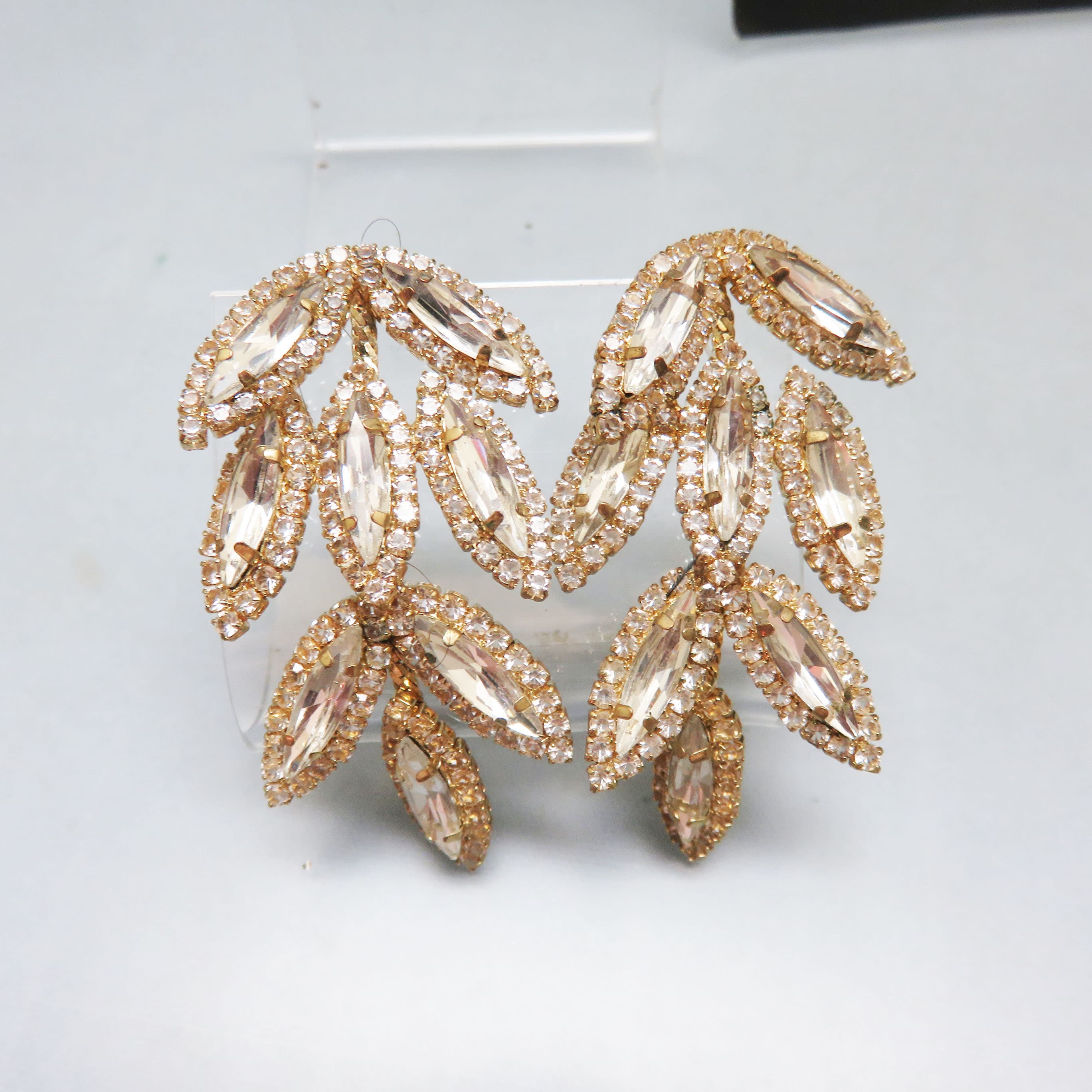Y2K Crystal Laurel Leaf Statement Earrings