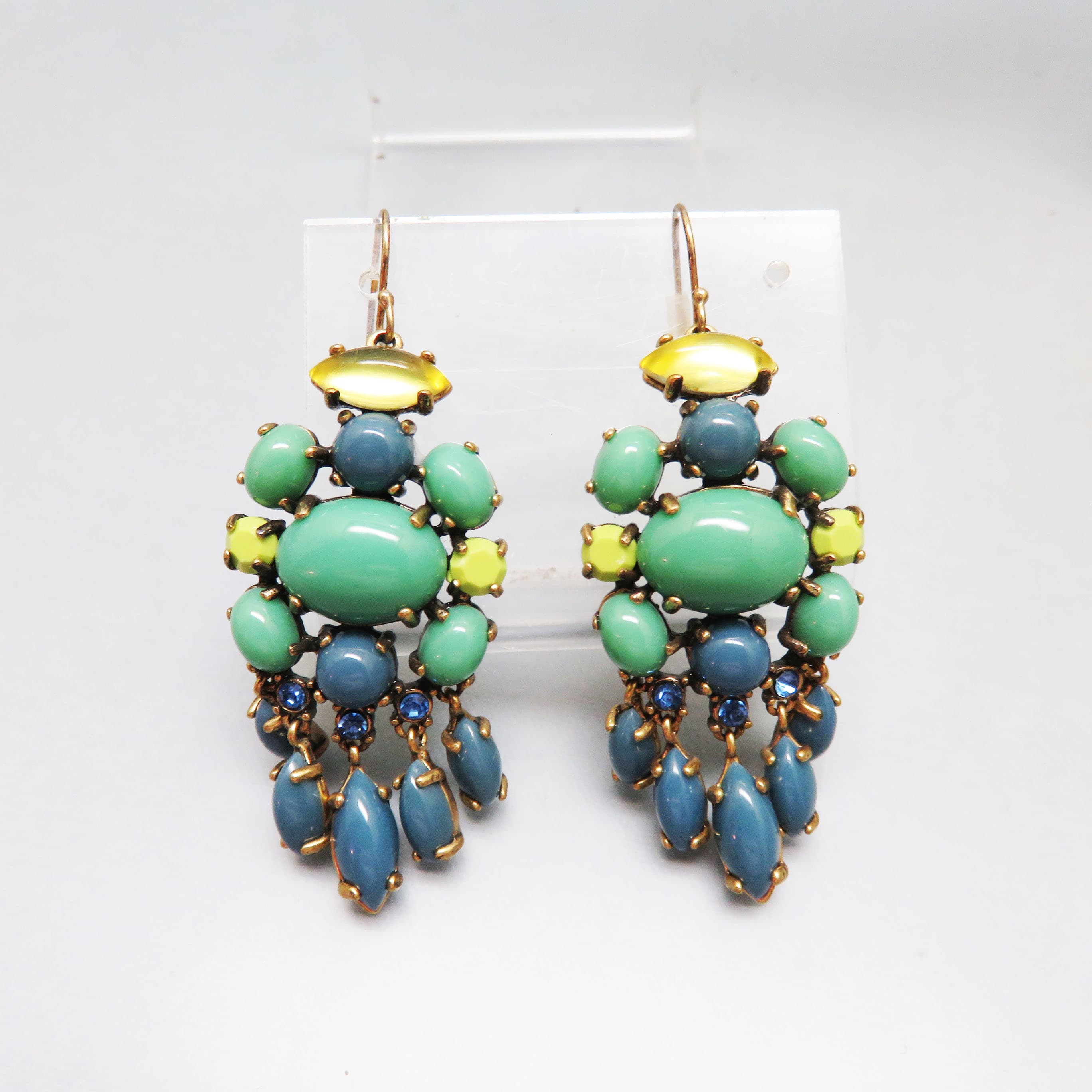 Stella & Dot Jewel-Tone Cabochon Chandelier Earrings