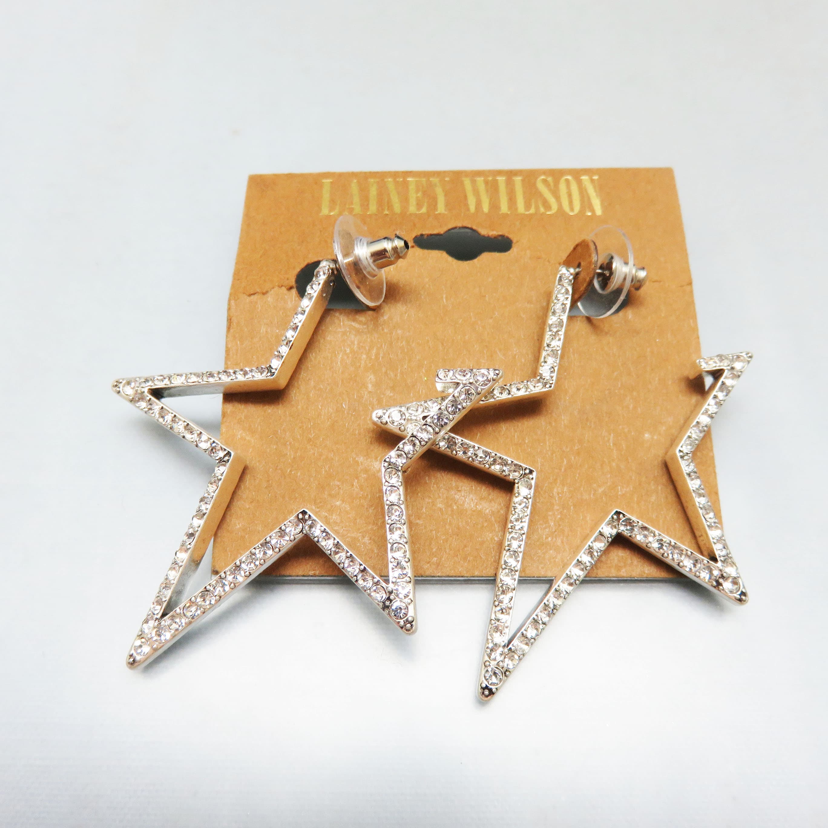 Lainey Wilson Rhinestone Open Star Drop Earrings