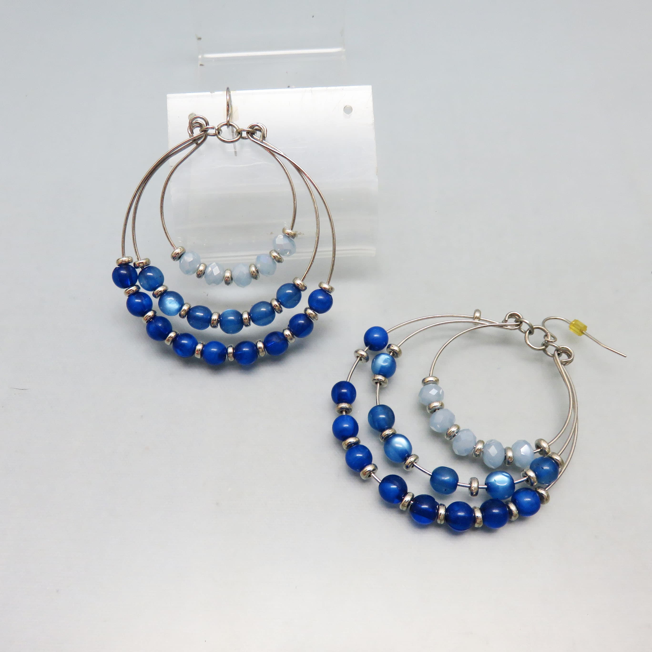 Blue Orbit Cat’s-Eye Beaded Hoop Earrings