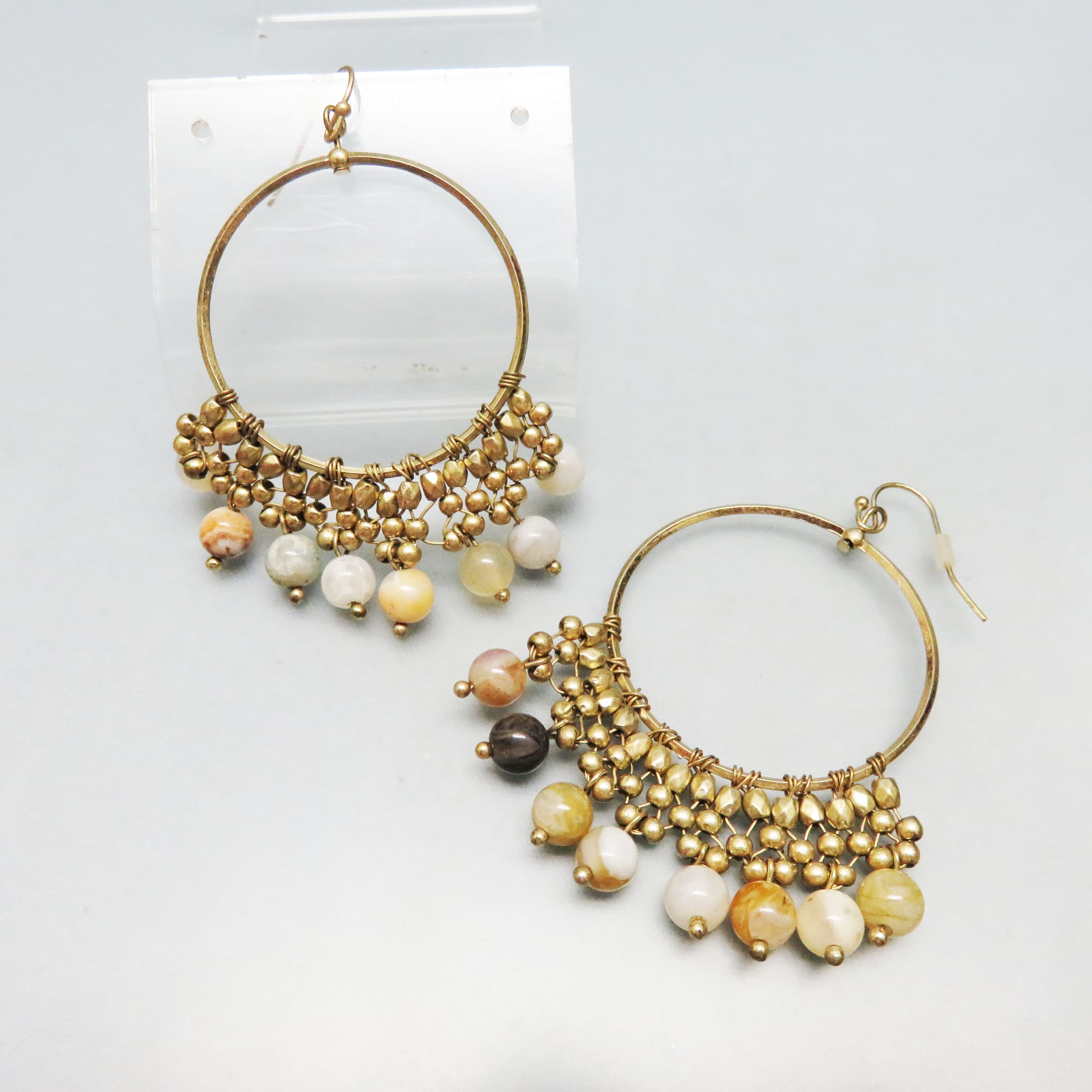 Gilded Bohemian Agate Chandelier Hoop Earrings