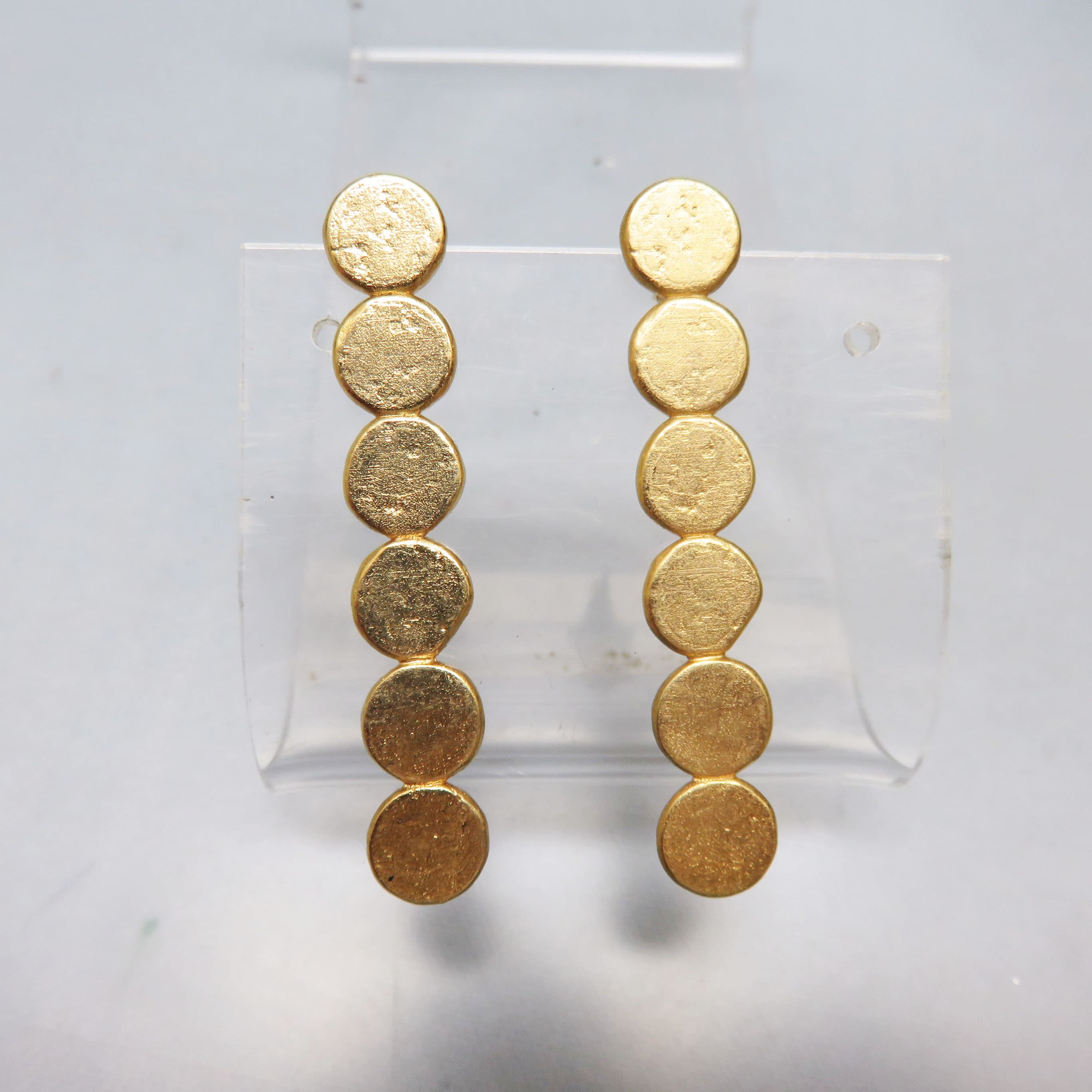 Golden Pebble Handmade Bronze Linear Earrings