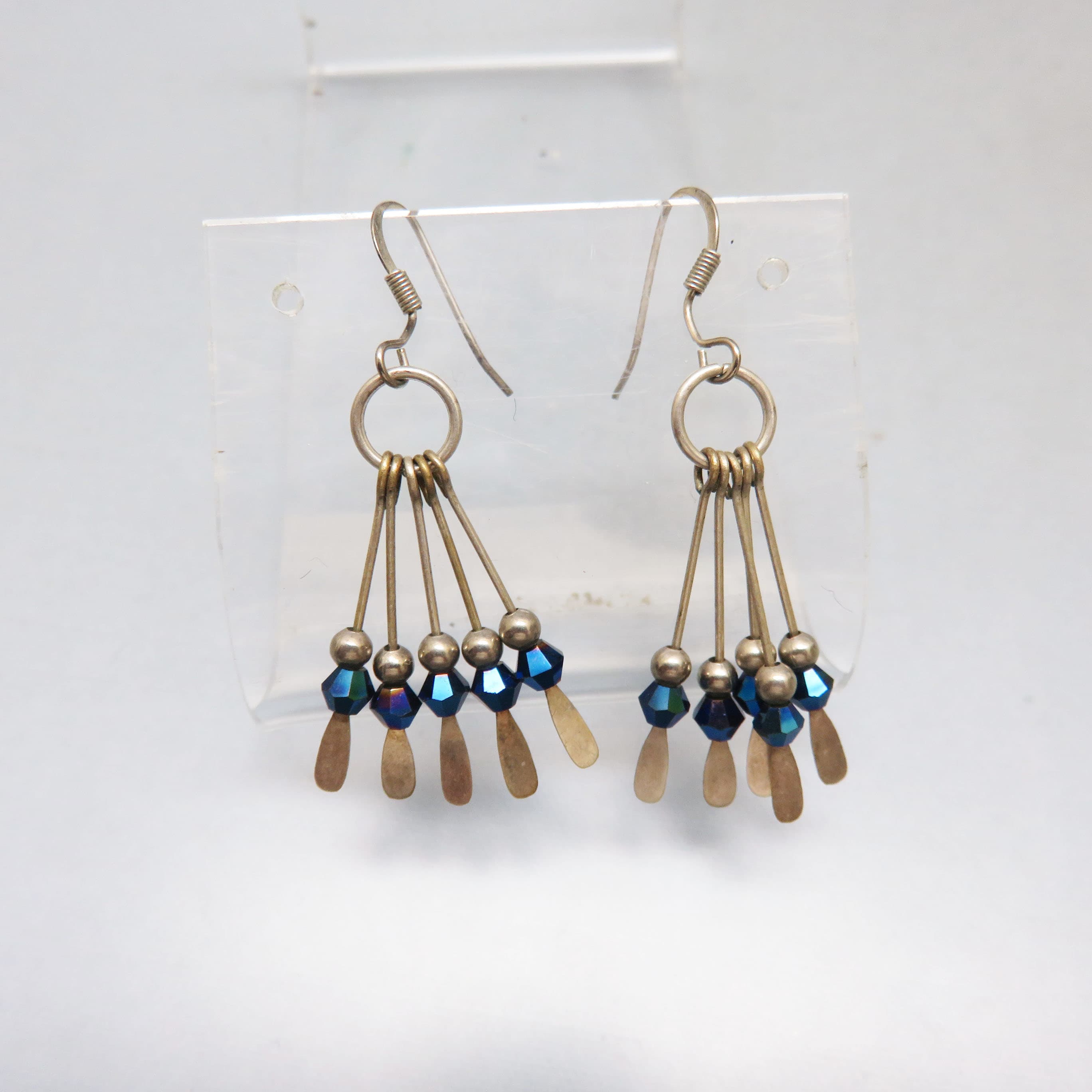 Midnight Blue Aurora Borealis Fringe Earrings