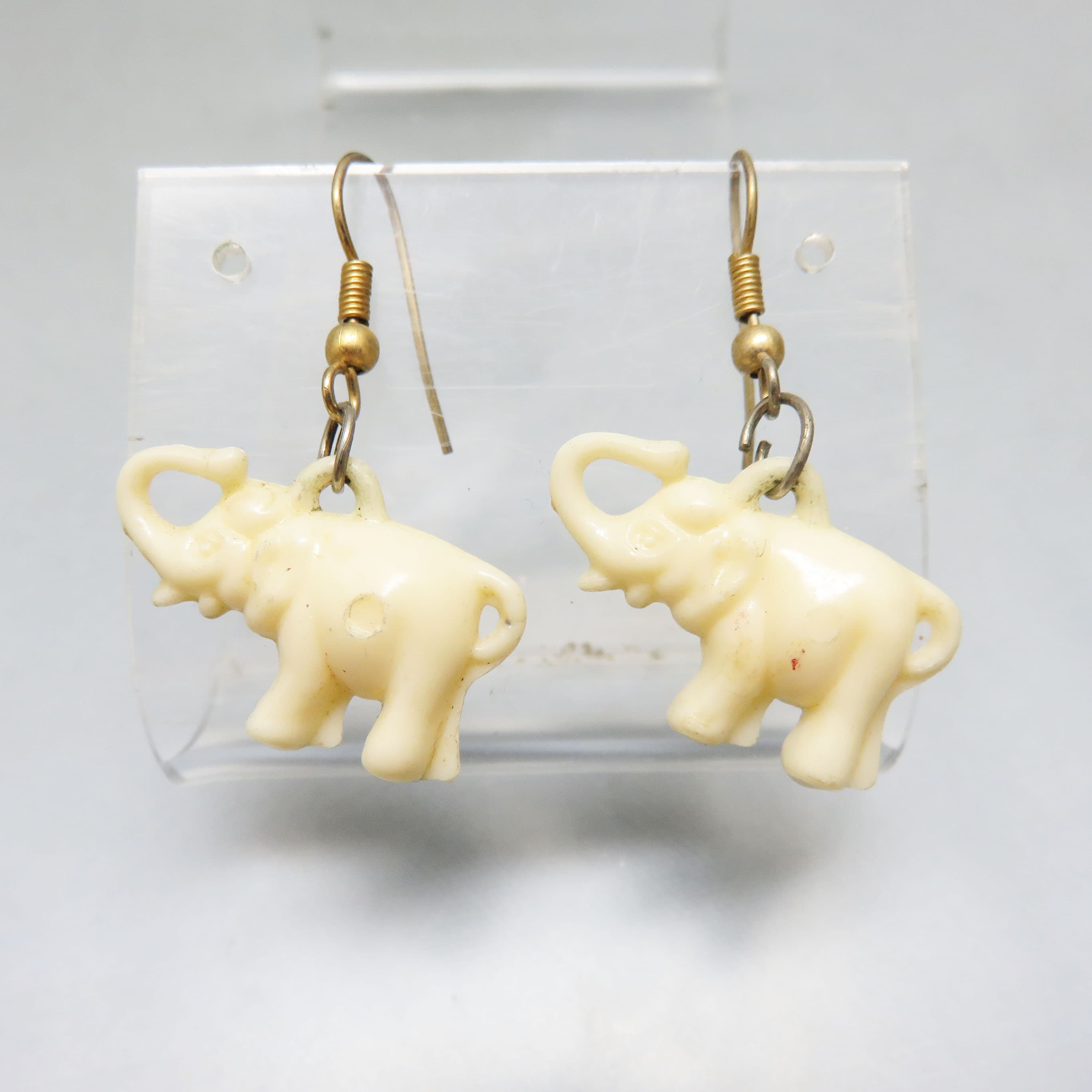 Vintage Gumball Prize Elephant Charm Pierced Earrings