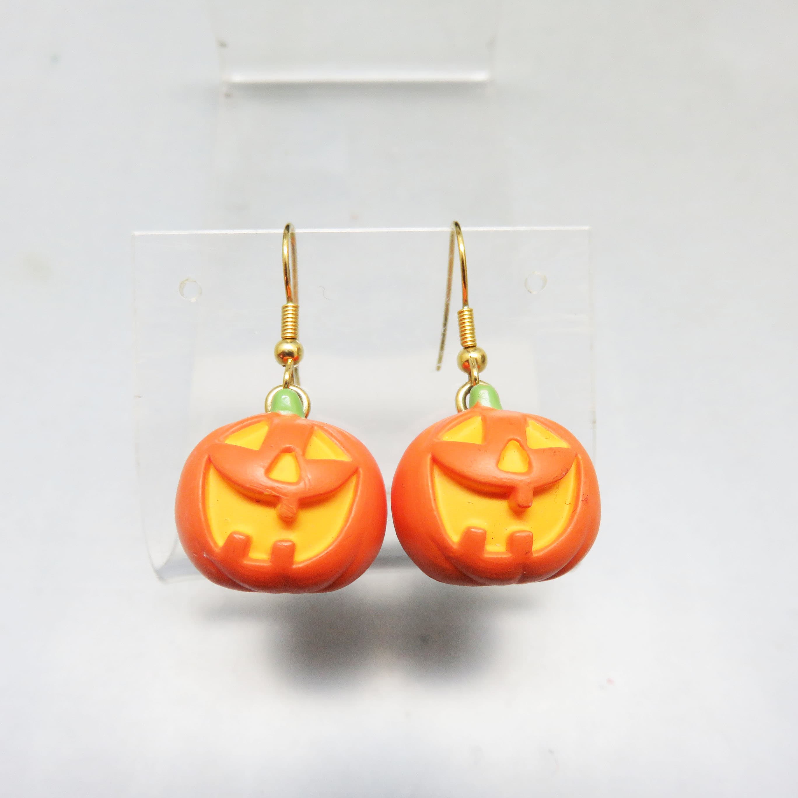 Happy Jack-O'-Lantern Pumpkin Dangle Earrings, Halloween Pumpkin Earrings, Cute Pumpkin Jewelry, Fall Costume Earrings, Lightweight French Hooks