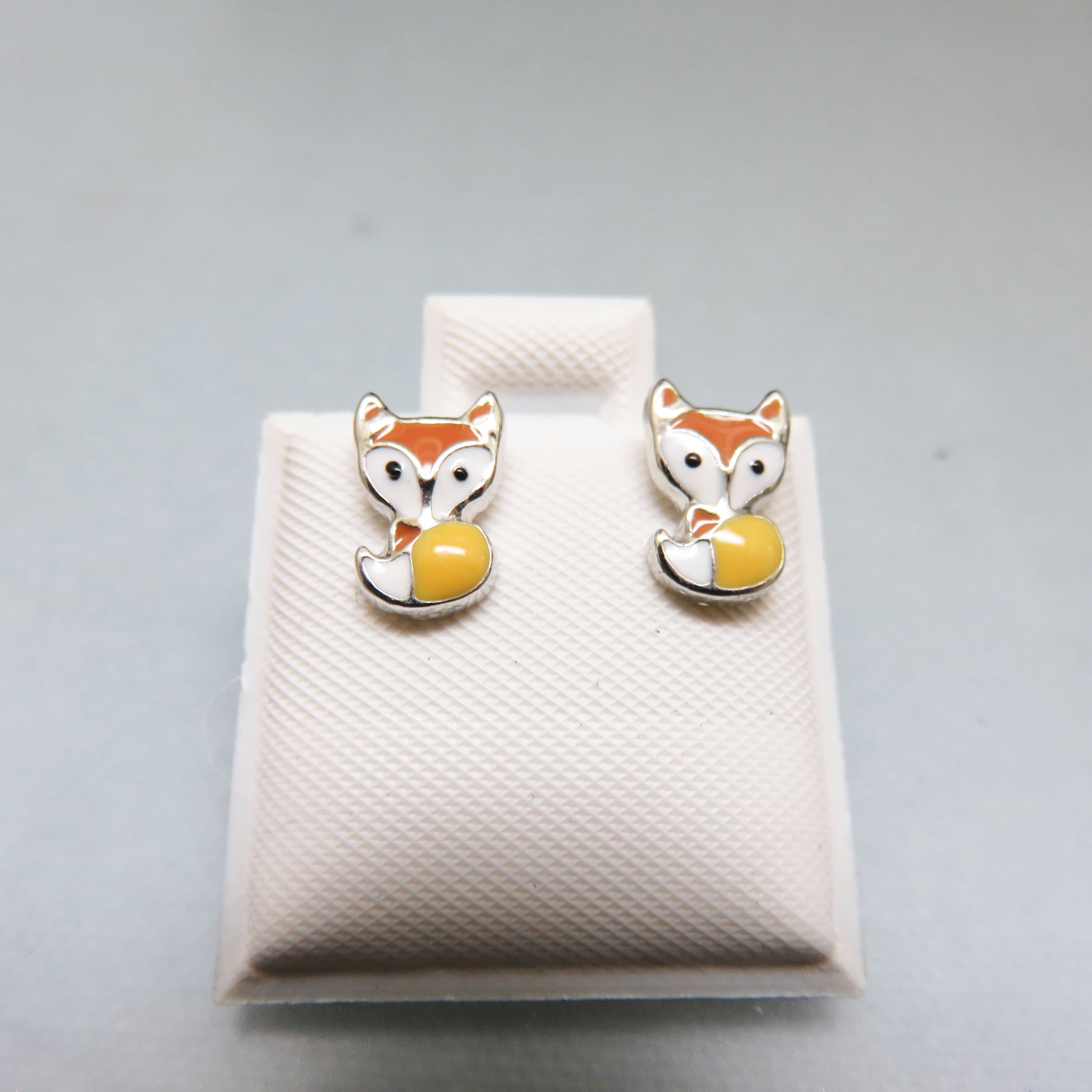 Enamel Fox Stud Earrings, Tiny Woodland Fox Earrings, Cute Forest Animal Post Earrings, Minimalist Fox Jewelry