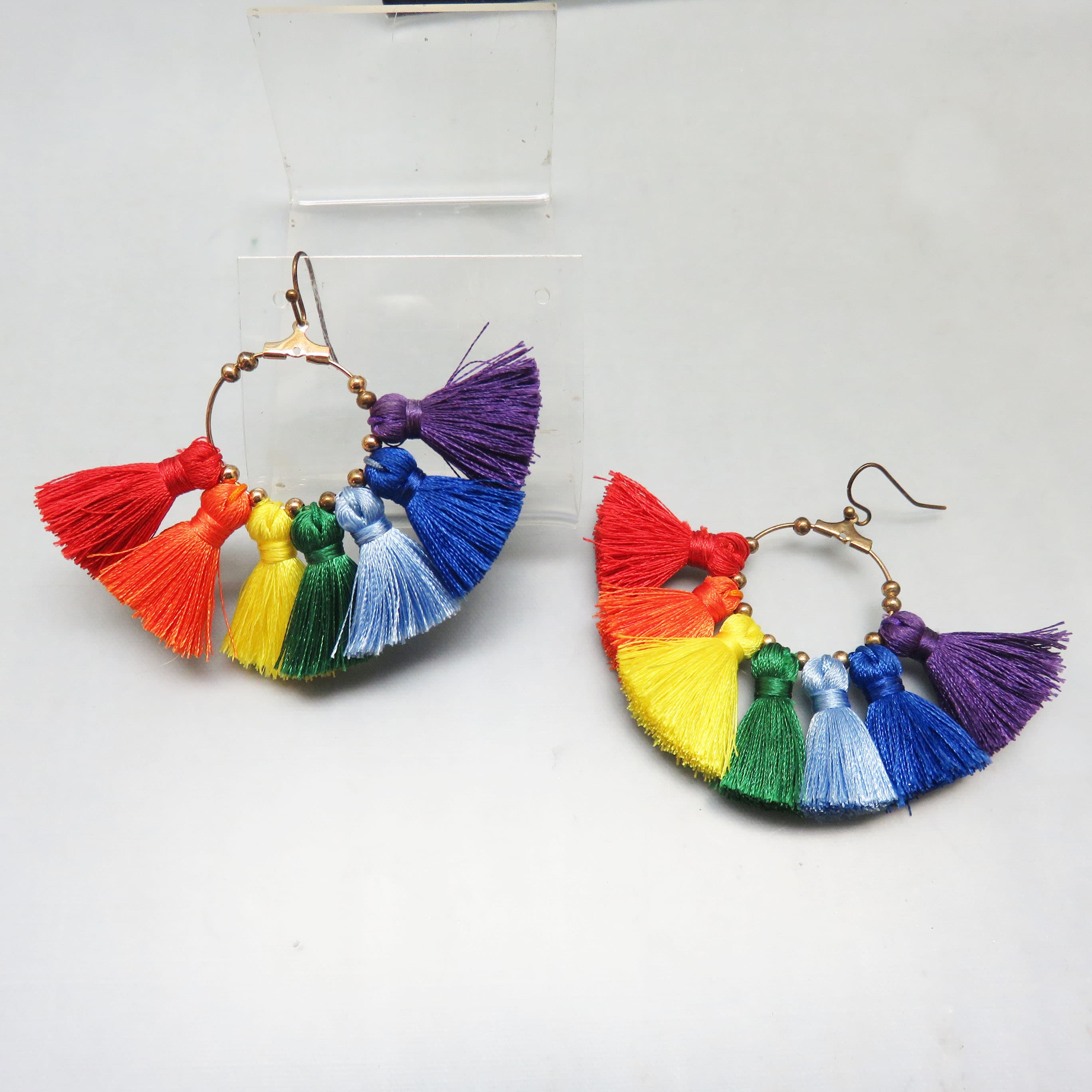 Over the Rainbow Silken Tassel Statement Earrings