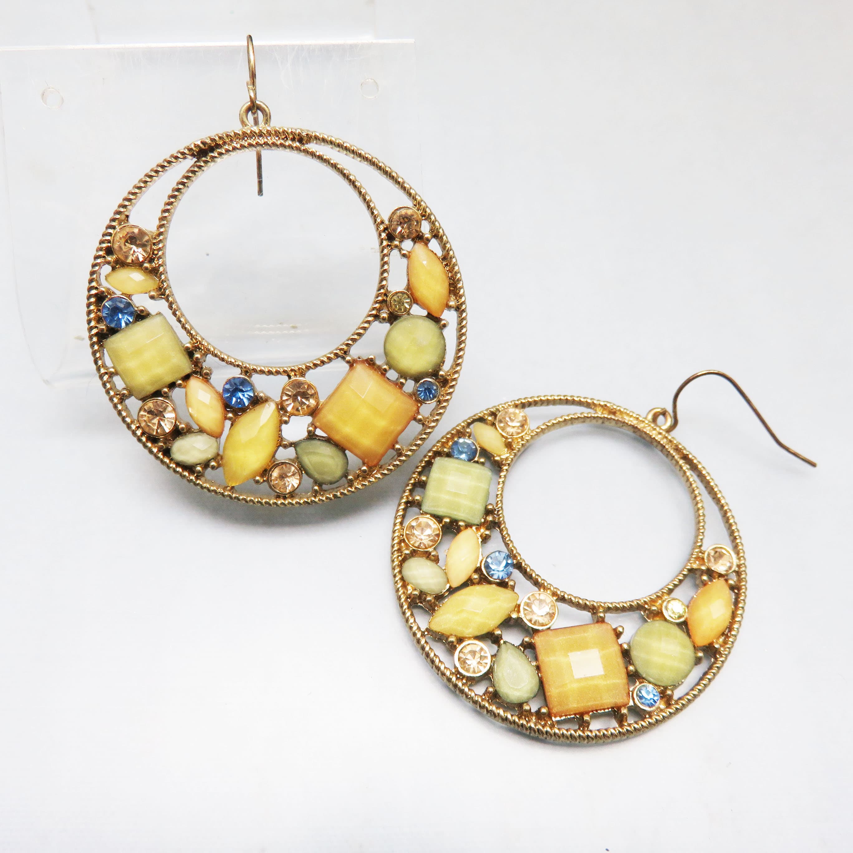 Sunlit Mosaic Jeweled Hoop Earrings