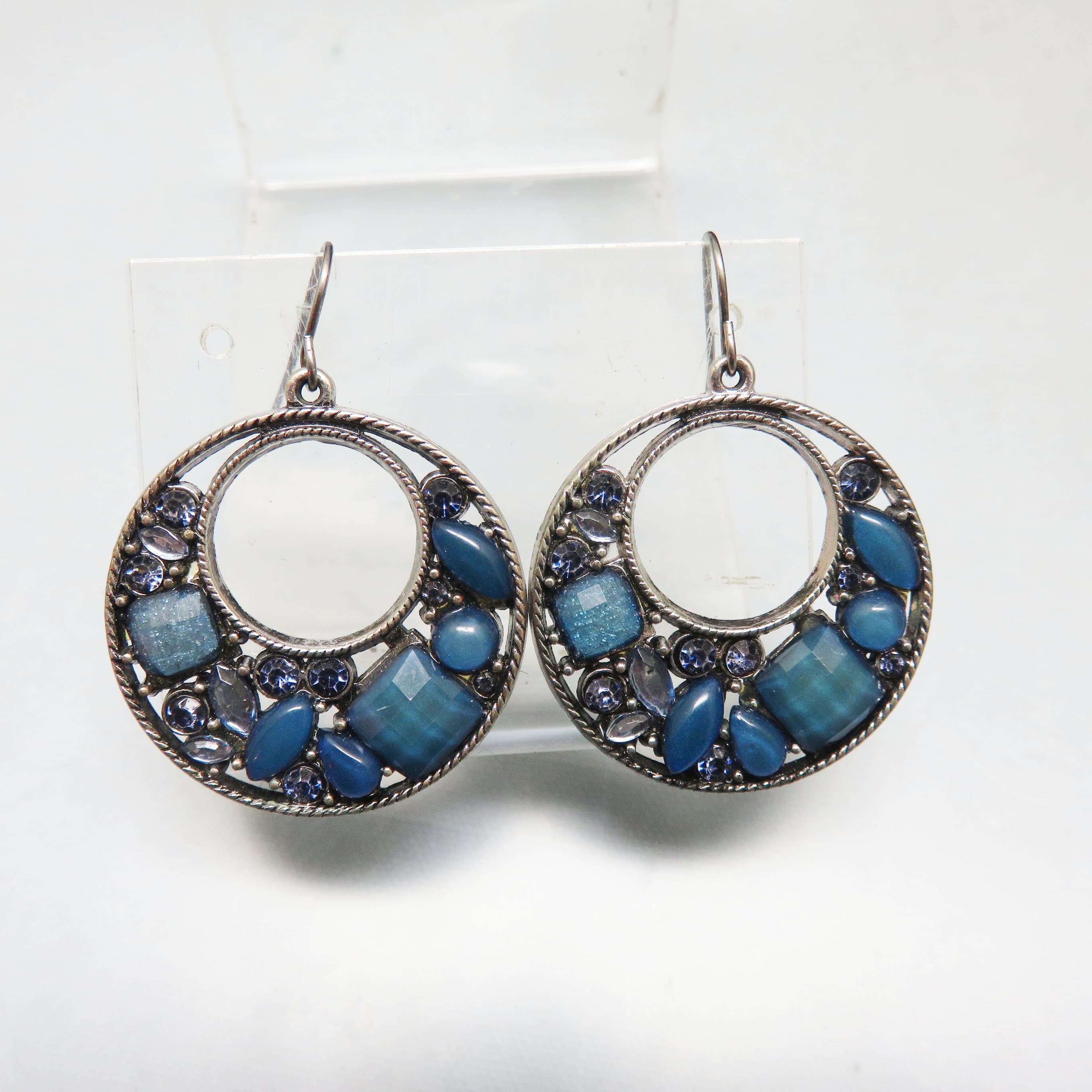 Midnight Mosaic Jeweled Hoop Earrings