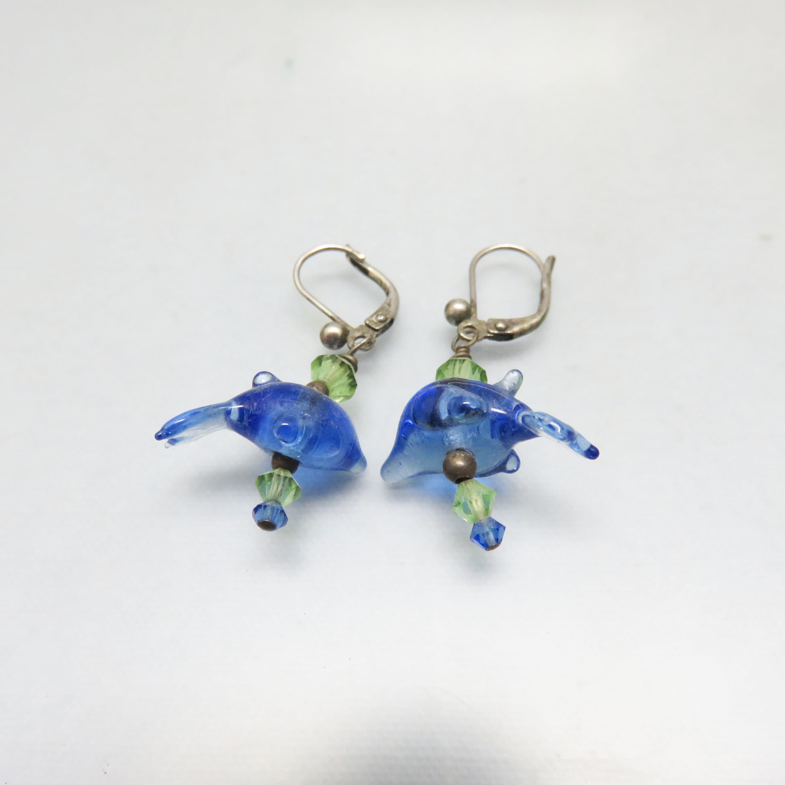 Dolphins at Play Handblown Glass Earrings