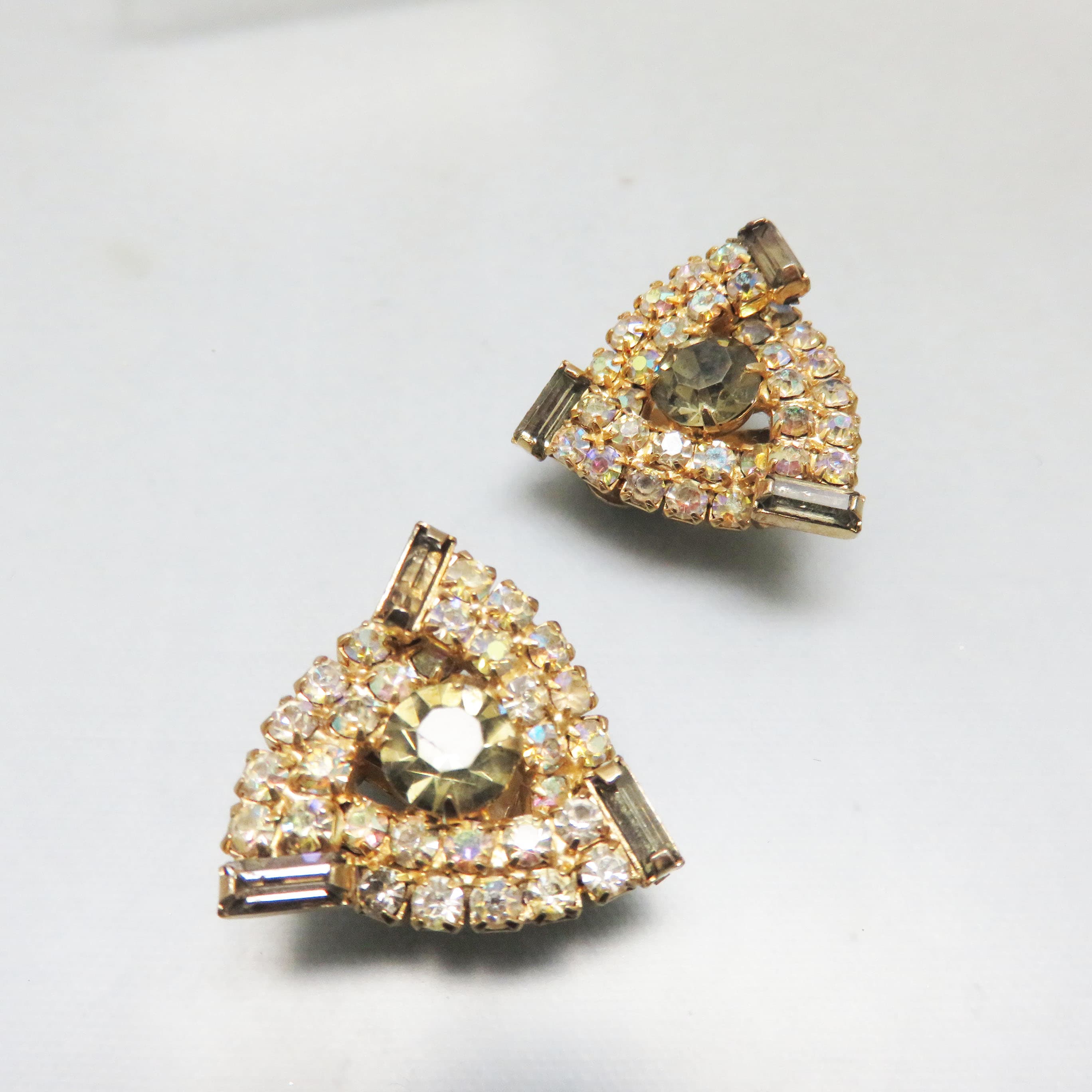 Champagne Waltz Vintage Rhinestone Clip-On Earrings