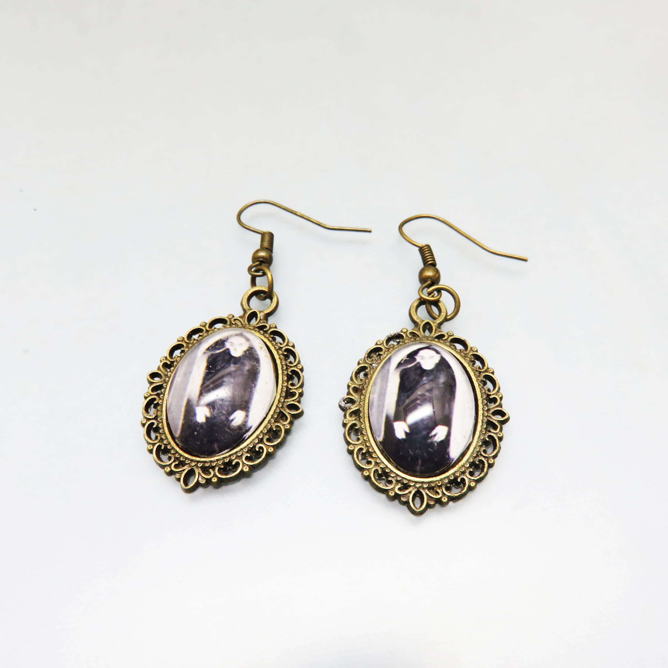 Nosferatu Ghoul Glass Cabochon French Hook Earrings