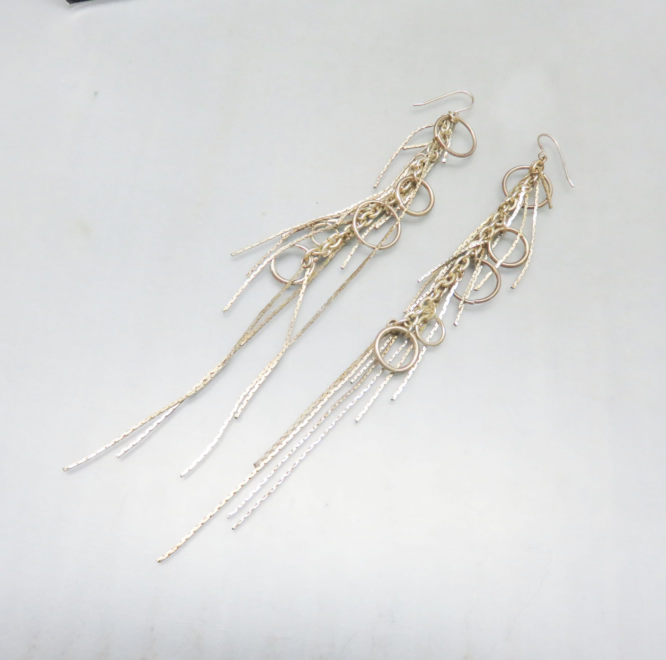Extra-Long Silverplated Chain Shoulder Duster Earrings