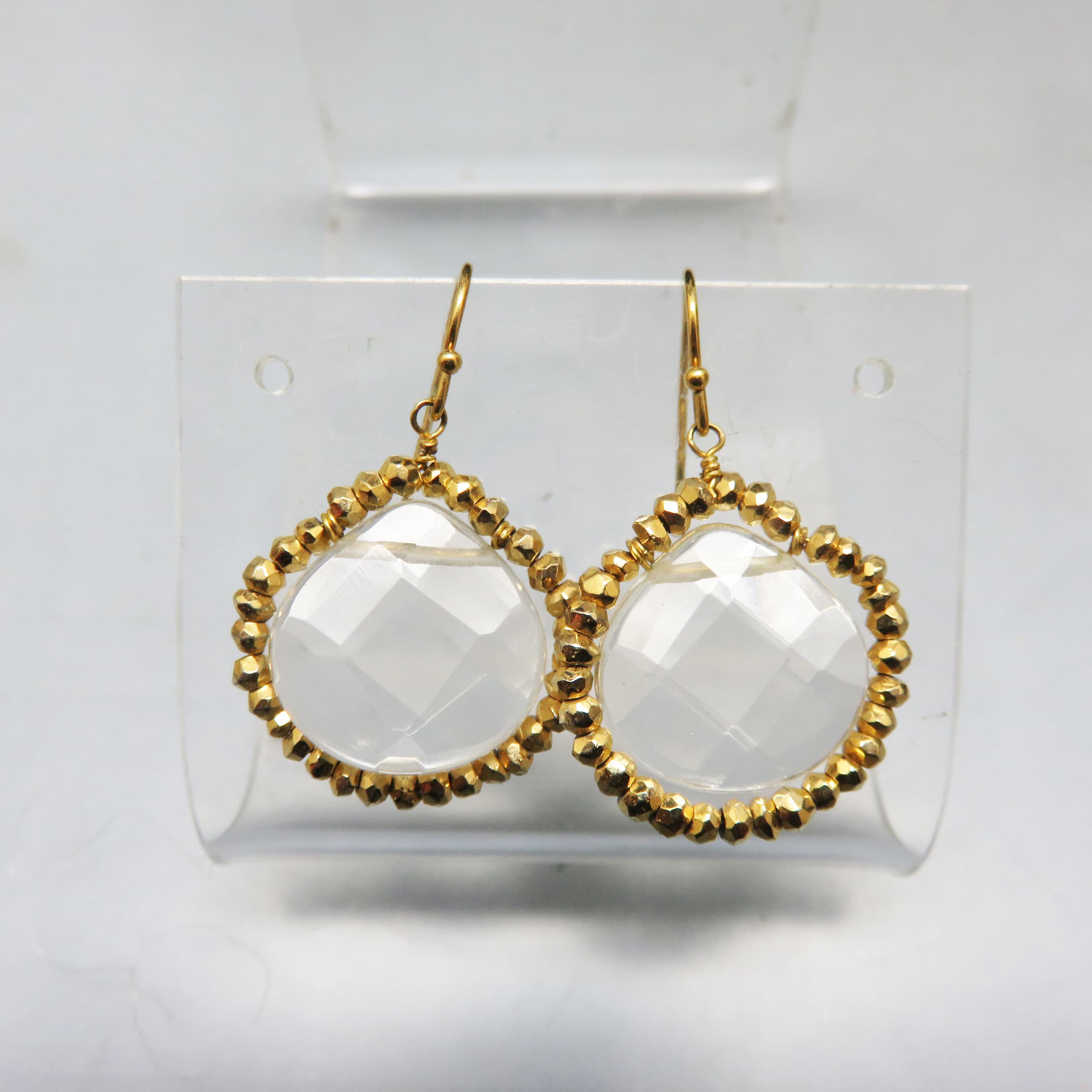 Gilded Crystal Briolette Pierced Earrings
