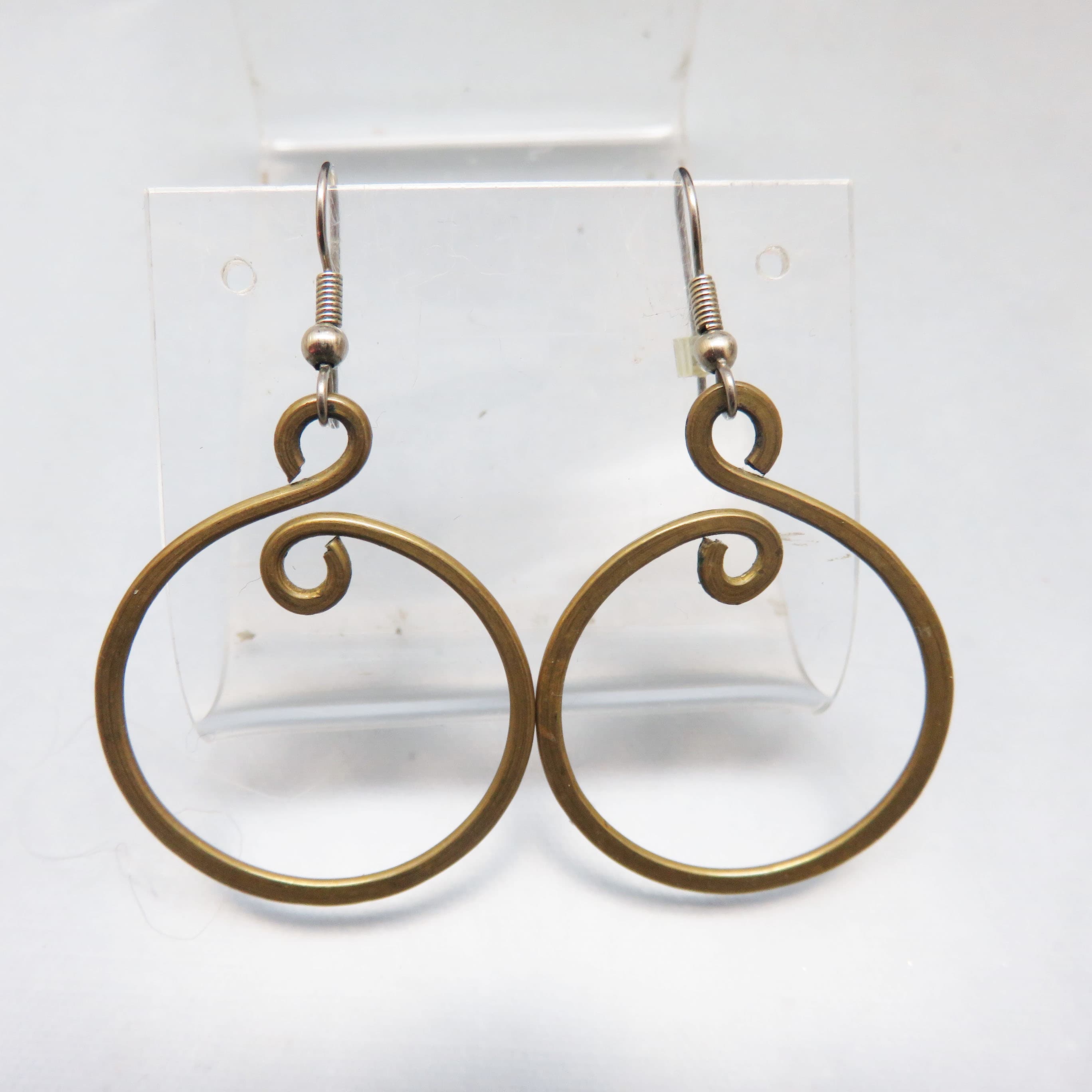 Hand-Forged Bronze Spiral Pierced Earrings