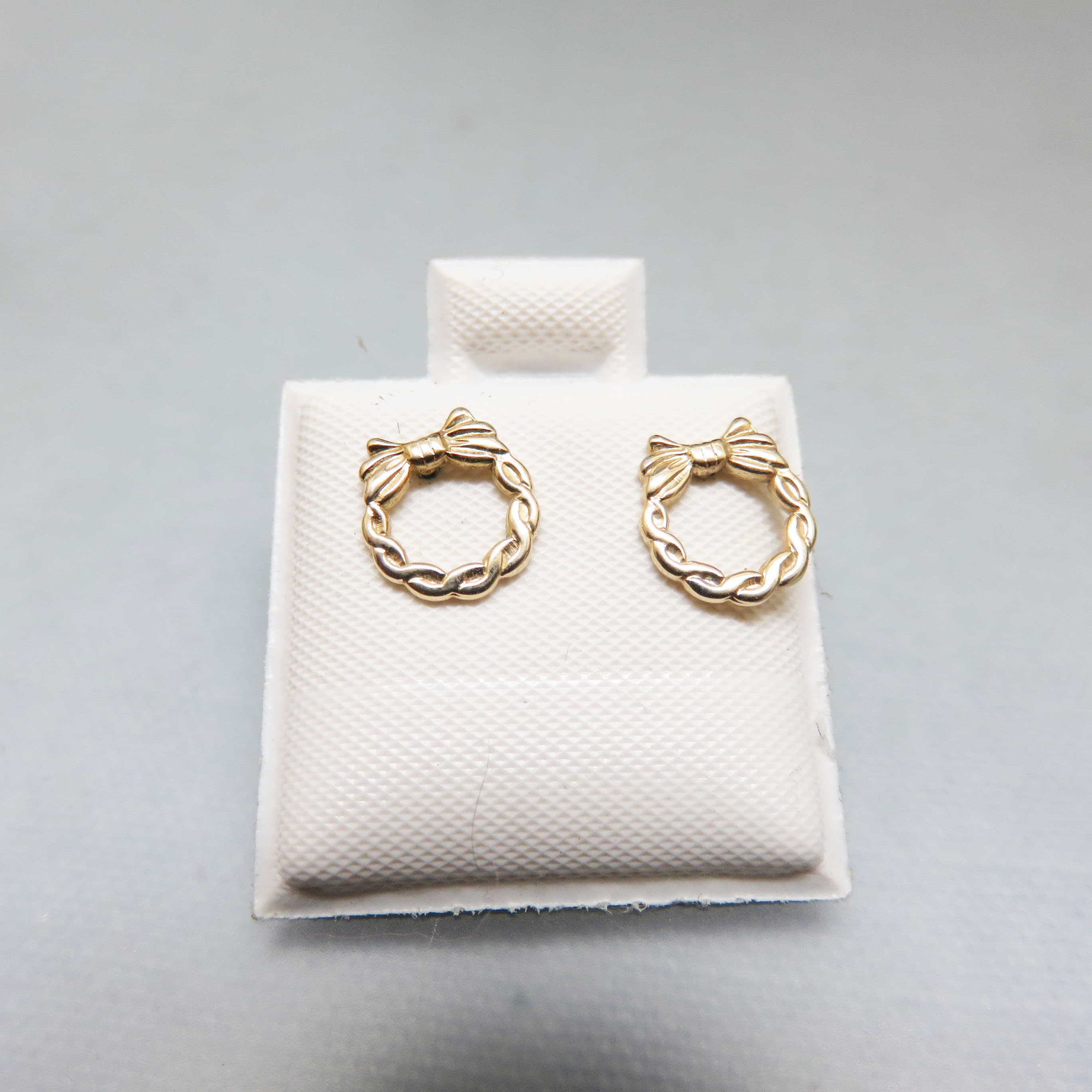 Petite Golden Christmas Wreath Studs