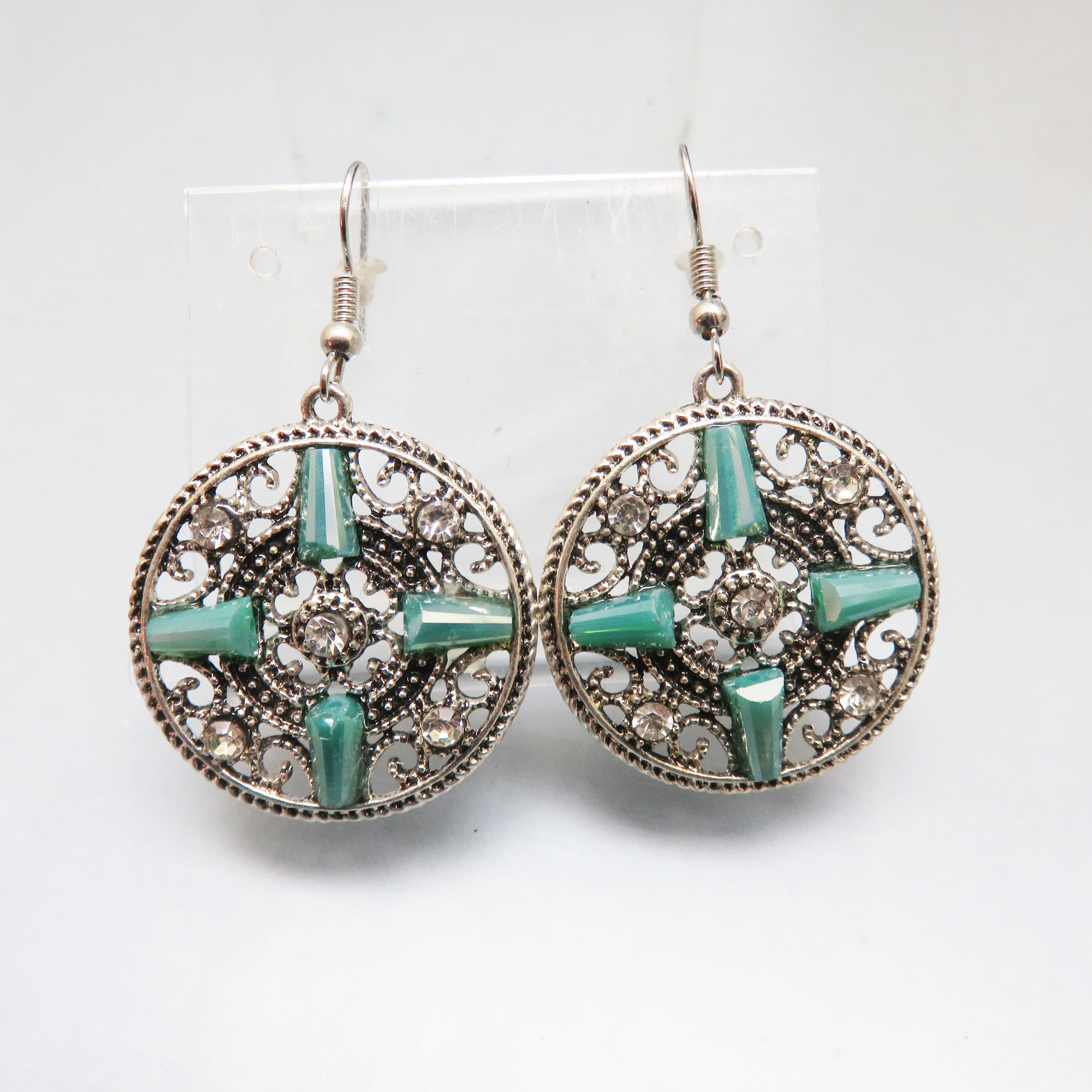 Turquoise Compass Rose Pierced Earrings