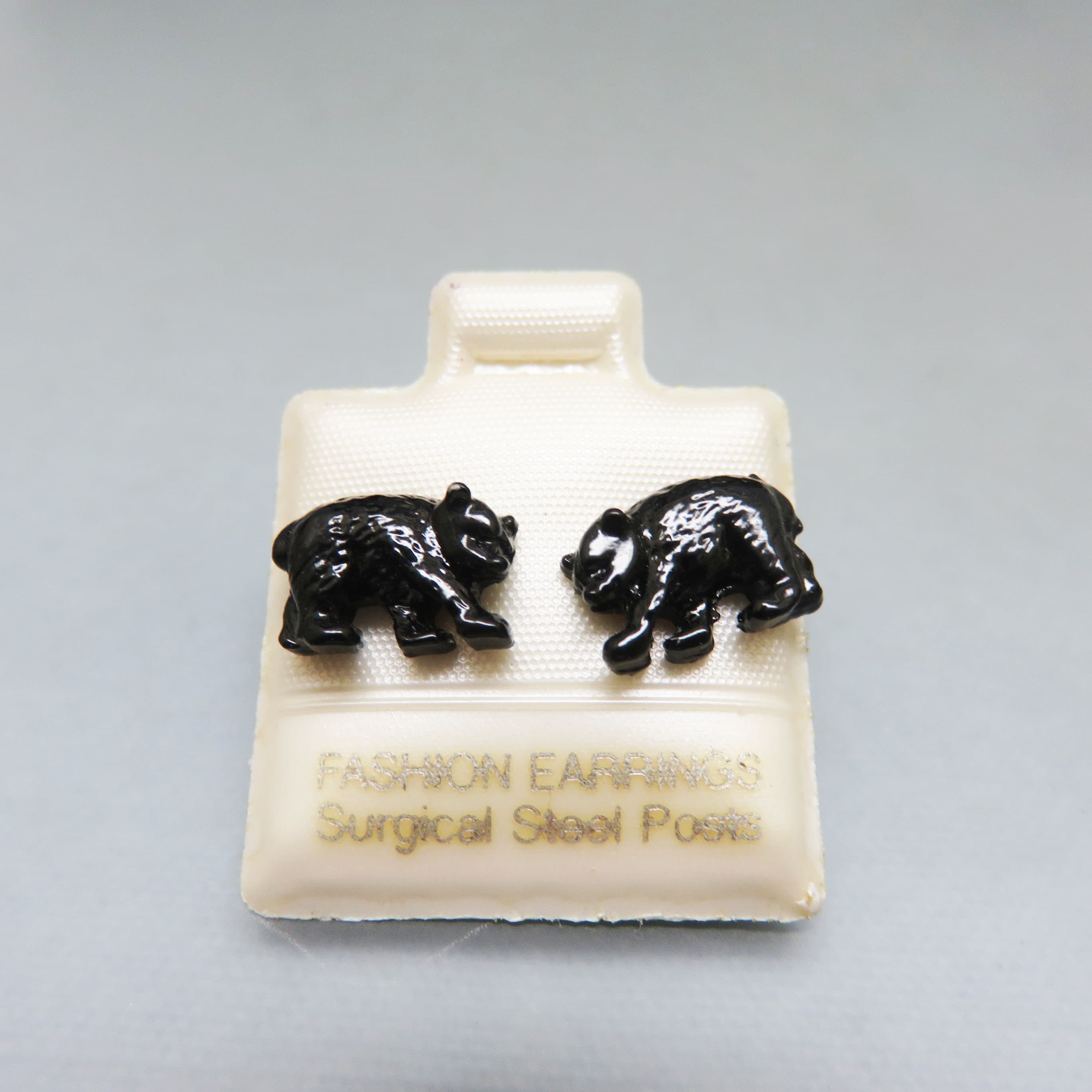 Vintage Painted Black Bear Stud Earrings – Mint Old Store Stock