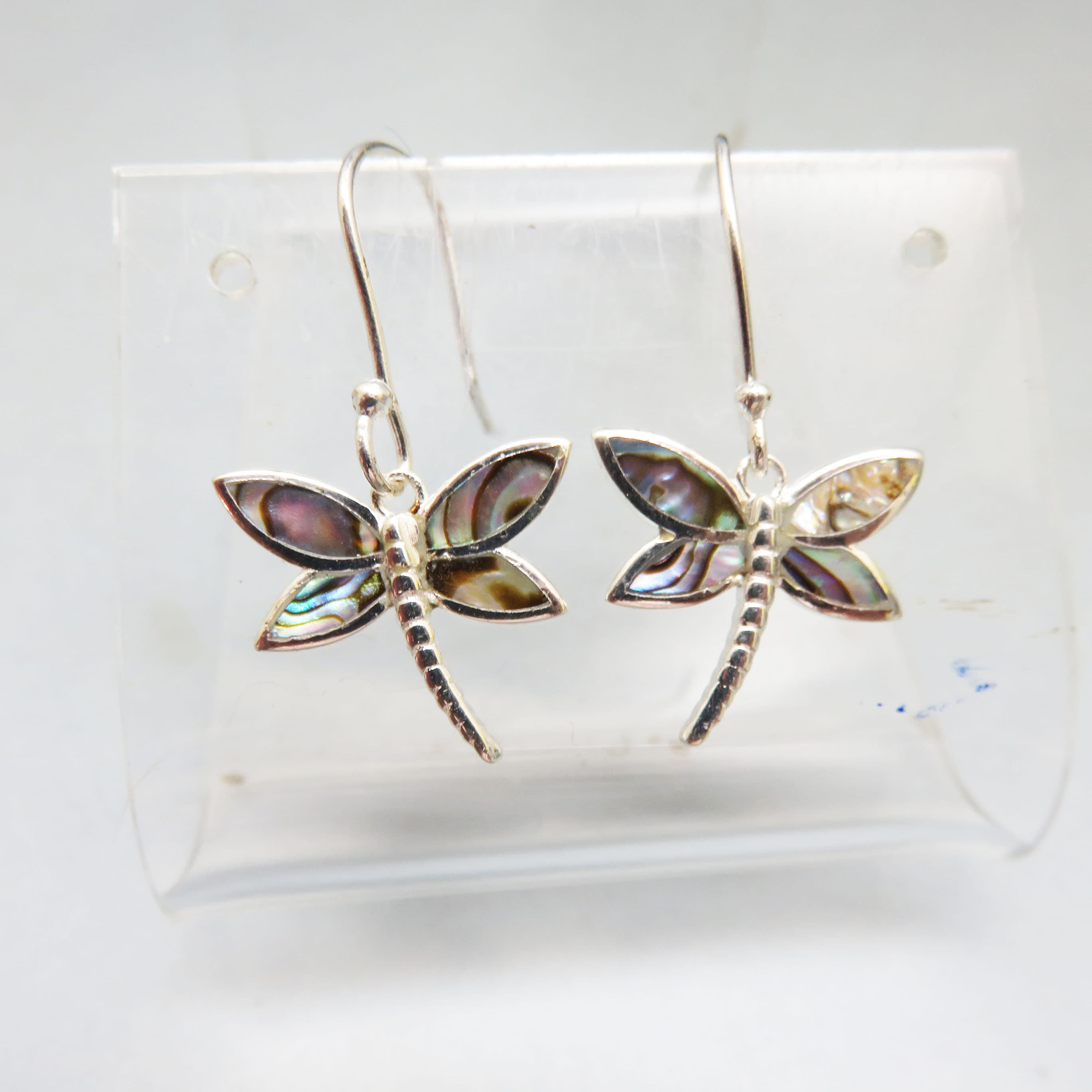 Thai Sterling Silver Dragonfly Earrings with Abalone Shell Wings