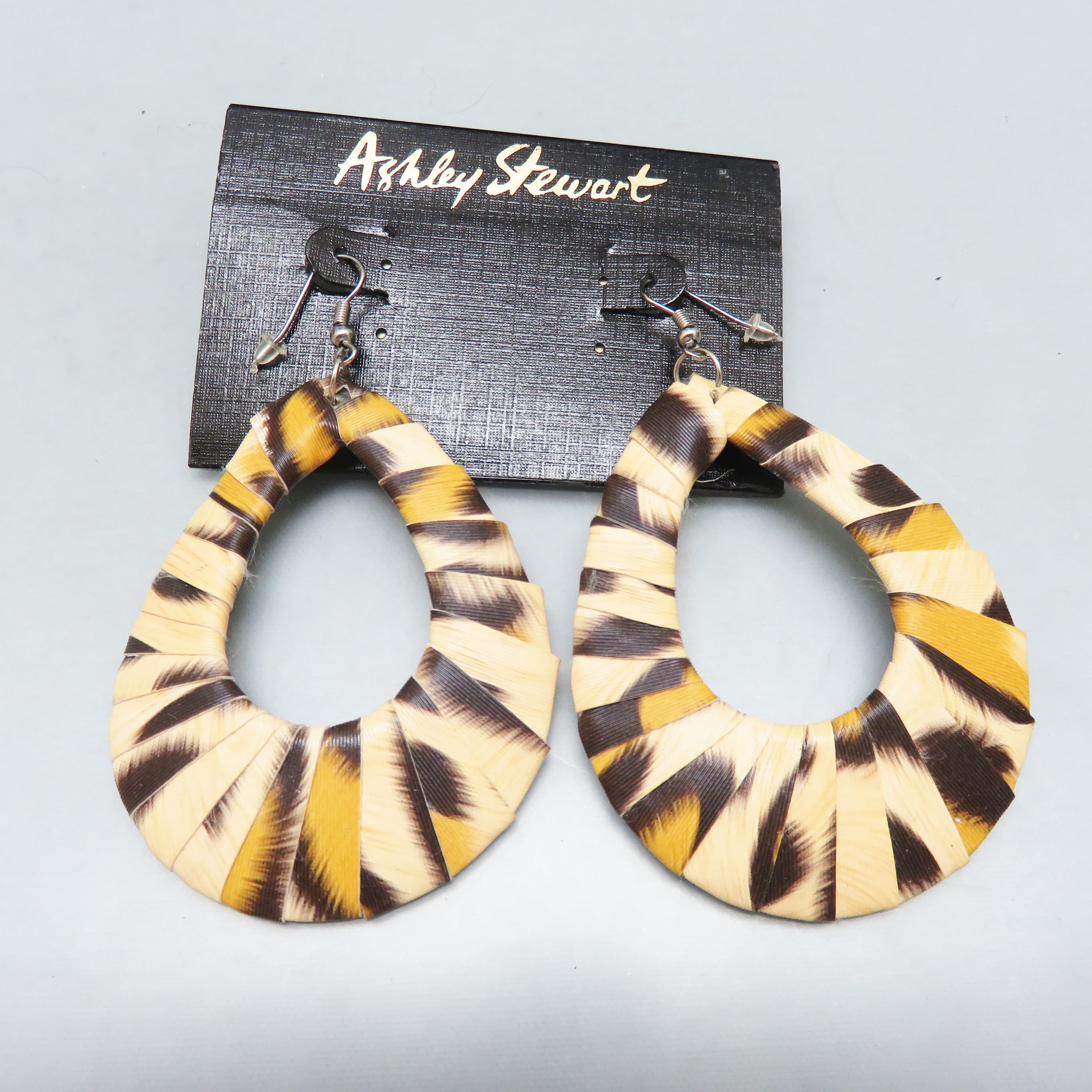 Ashley Stewart Animal Print Wrapped Teardrop Hoop Earrings
