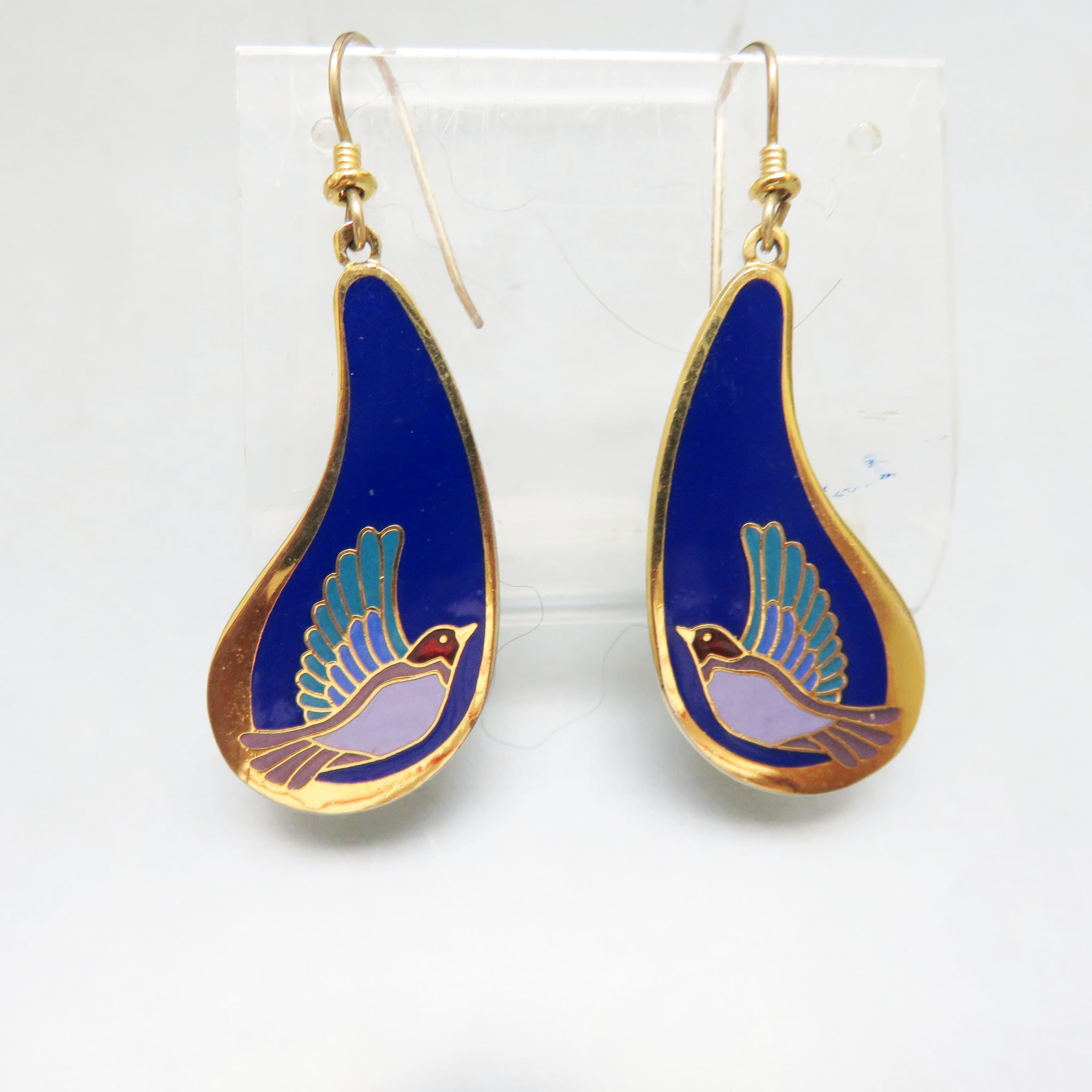Laurel Burch “Swallow” Cobalt Blue Enamel Dangle Earrings