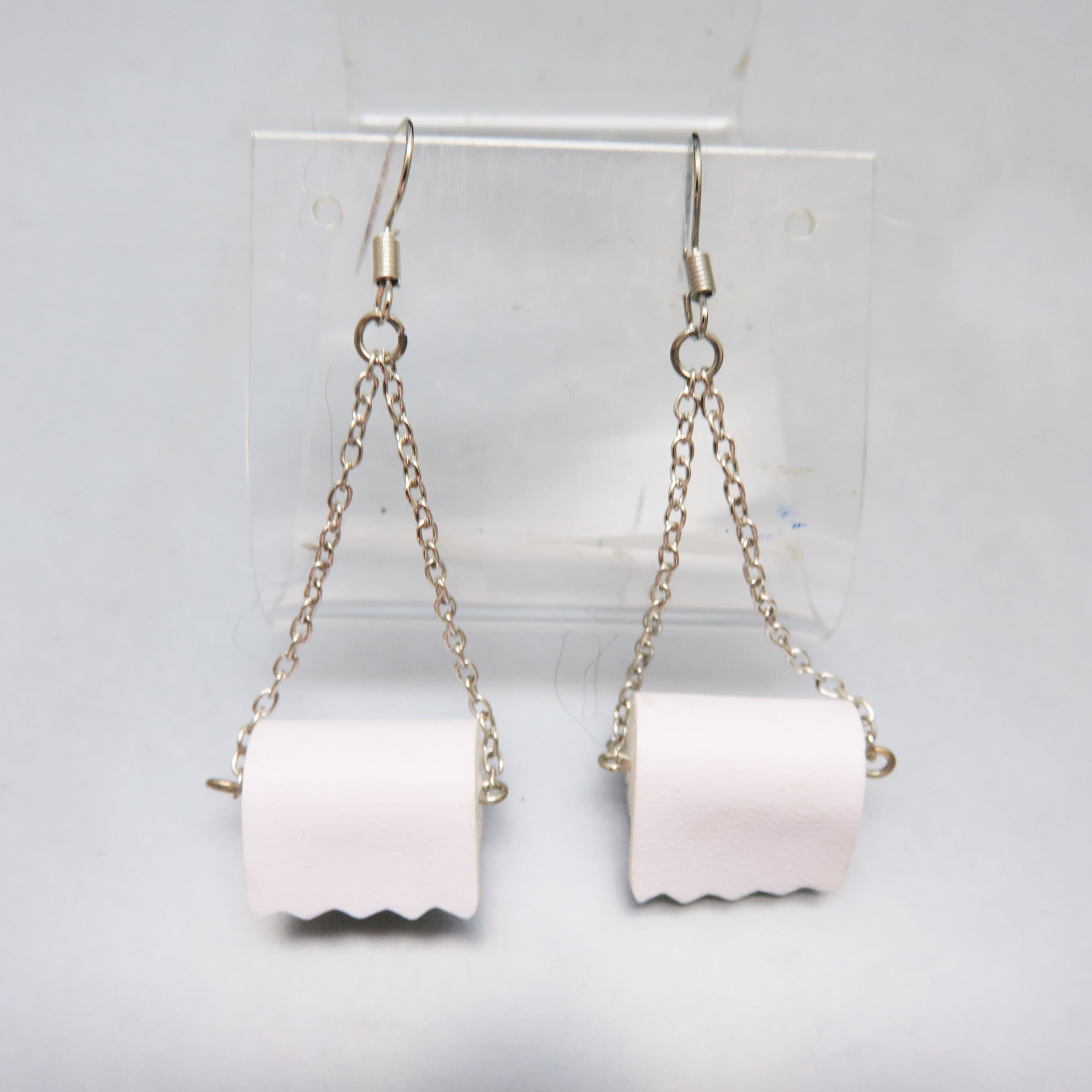 Whimsical Toilet Paper Roll Dangle Earrings