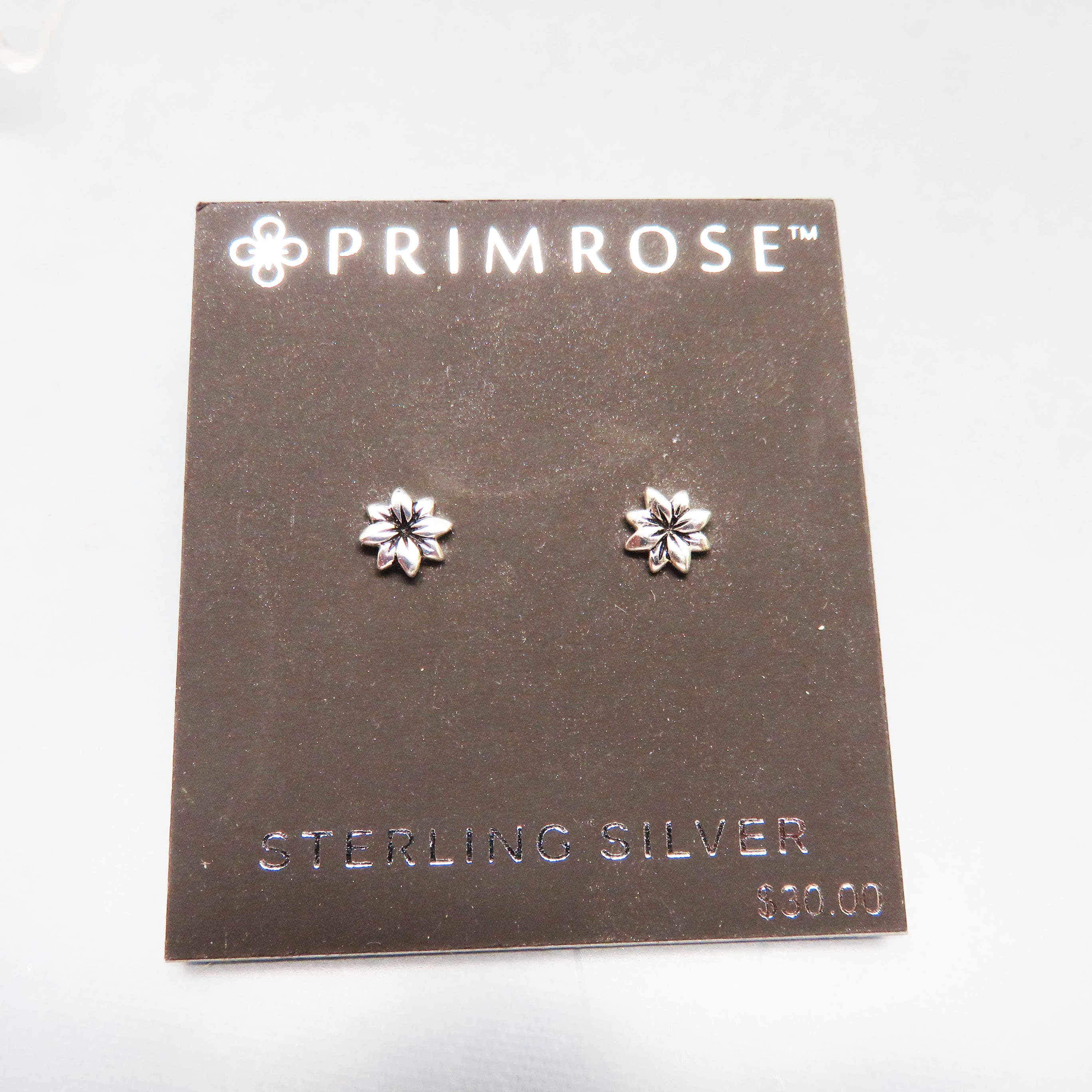 Primrose Tiny Sterling Silver Flower Stud Earrings