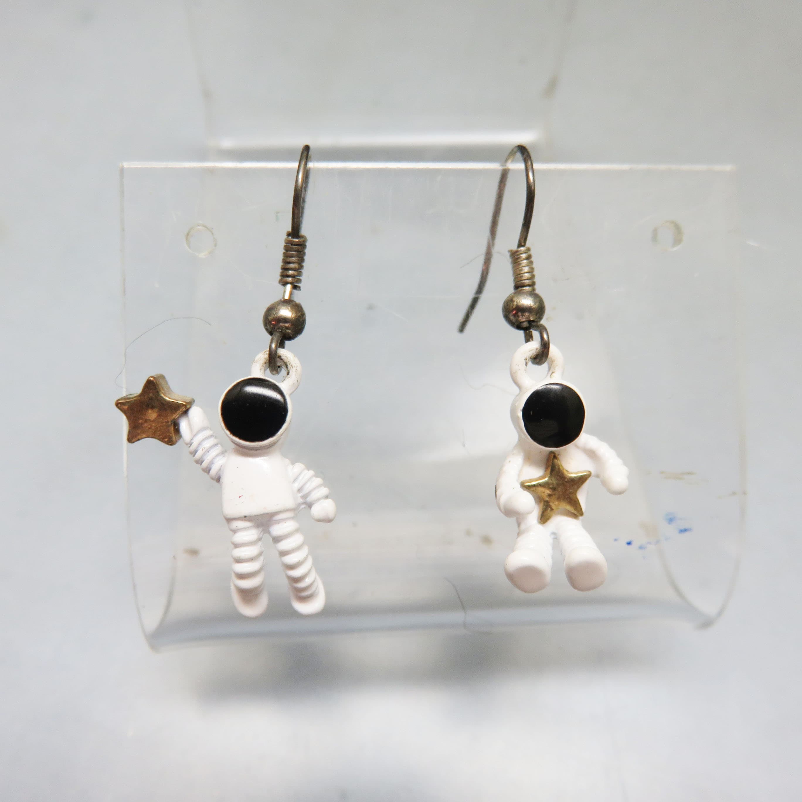 Reach for the Stars Asymmetrical Astronaut Dangle Earrings