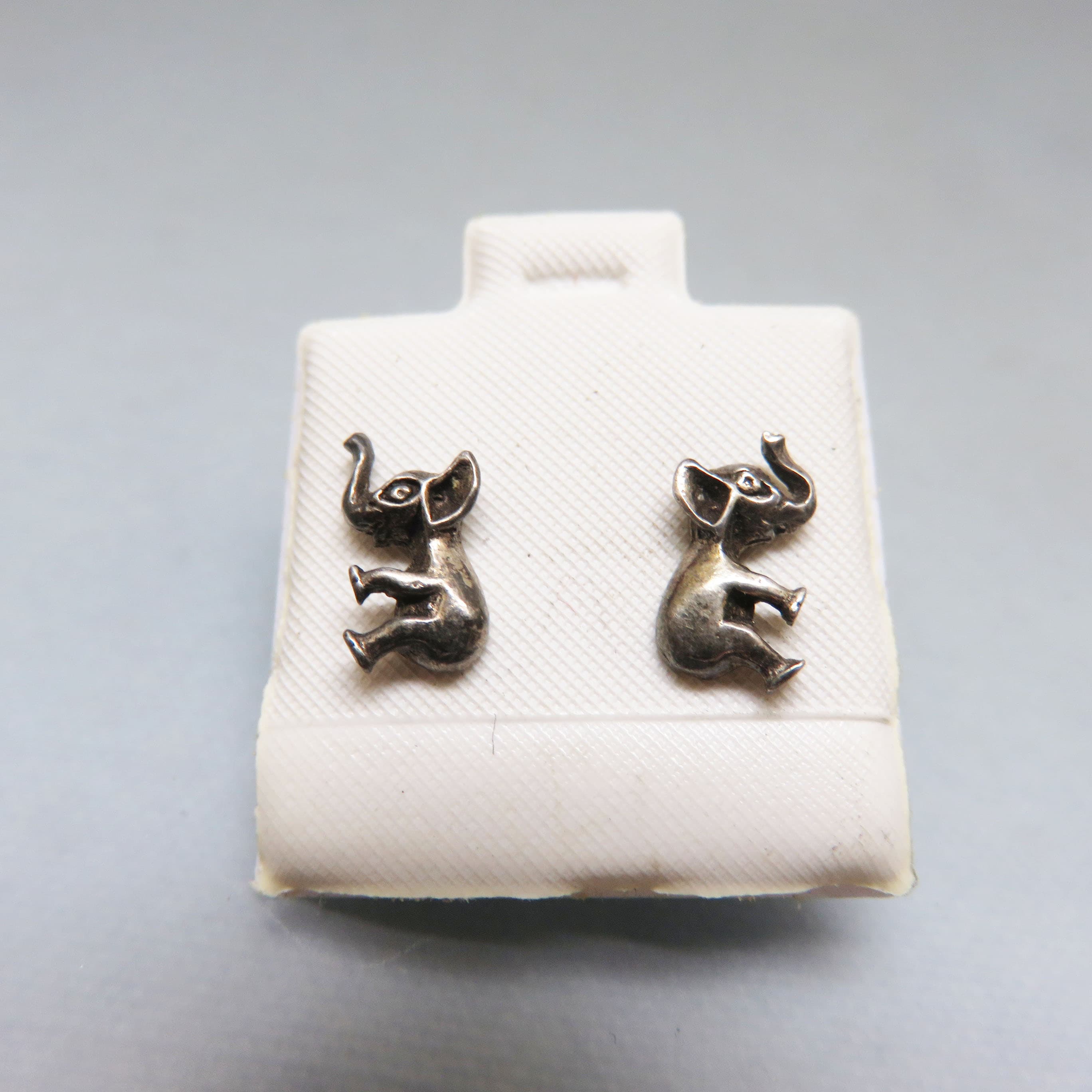 Tiny Sterling Silver Sitting Elephant Stud Earrings