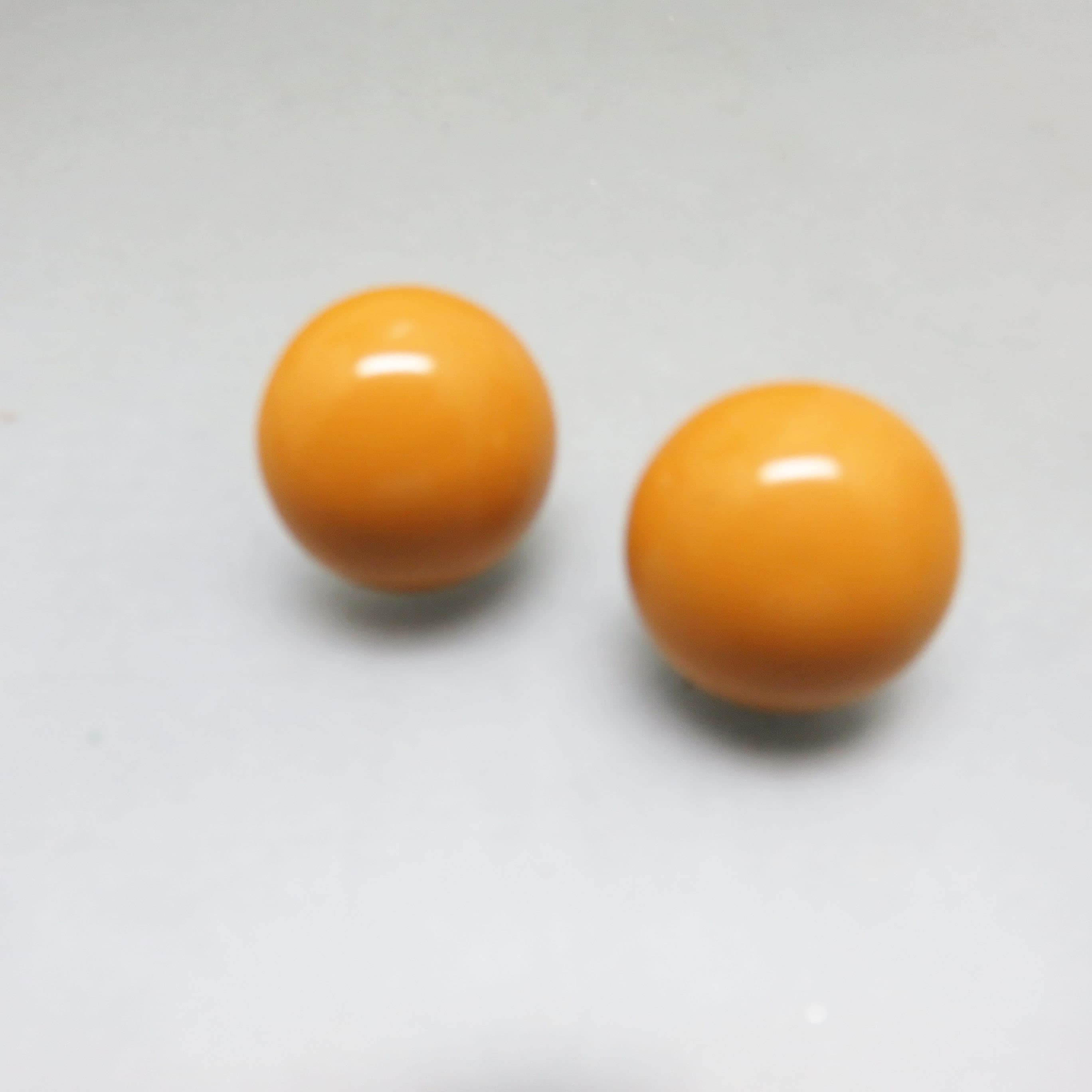 1970s 80s Harvest Gold Button Earrings – Mustard Orange Enamel Domed Studs