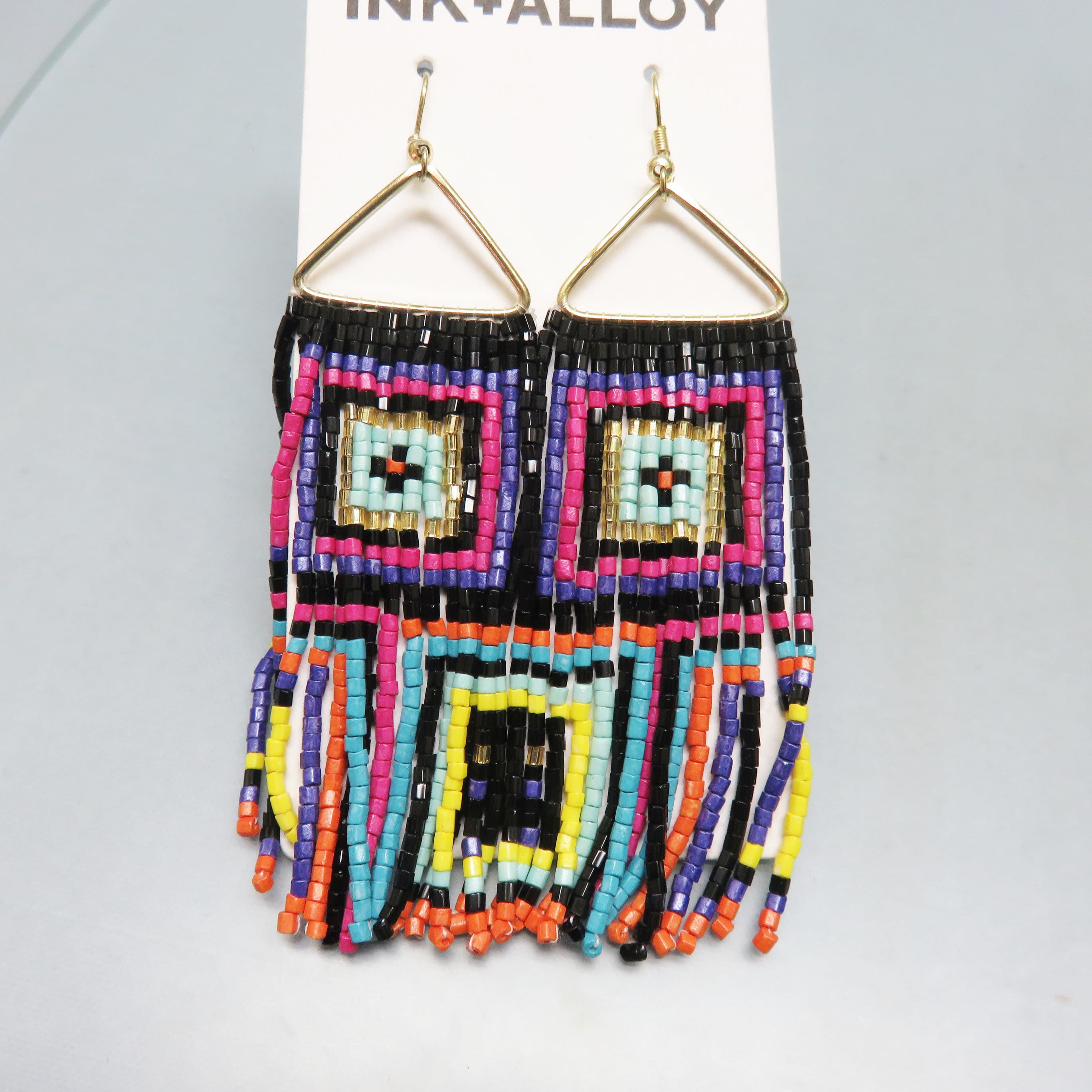 Ink + Alloy Multicolor Beaded Fringe Earrings – Long Shoulder Duster Dangles