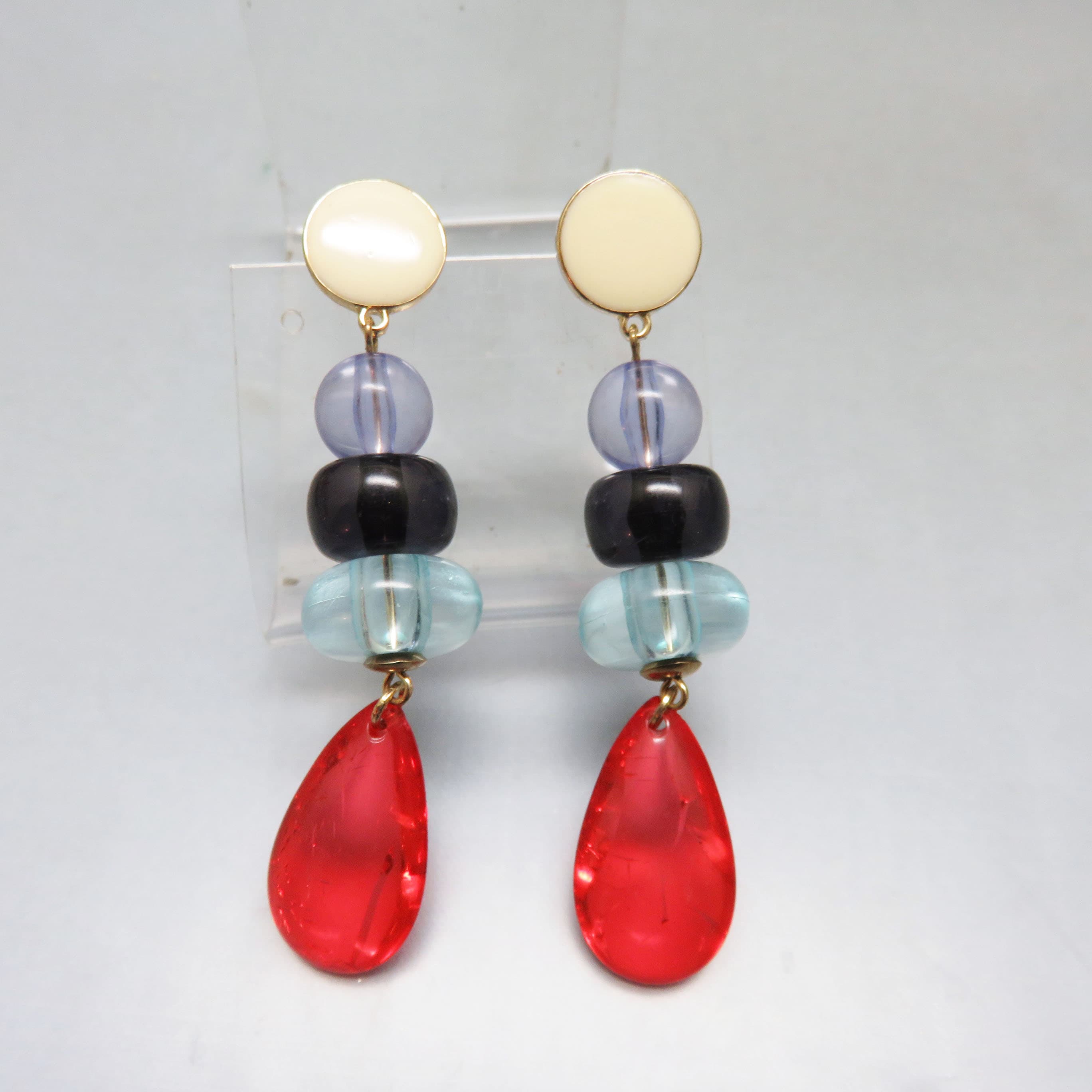Sugarfix Colorful Lucite Bead Earrings – Bold Stacked Post Dangles